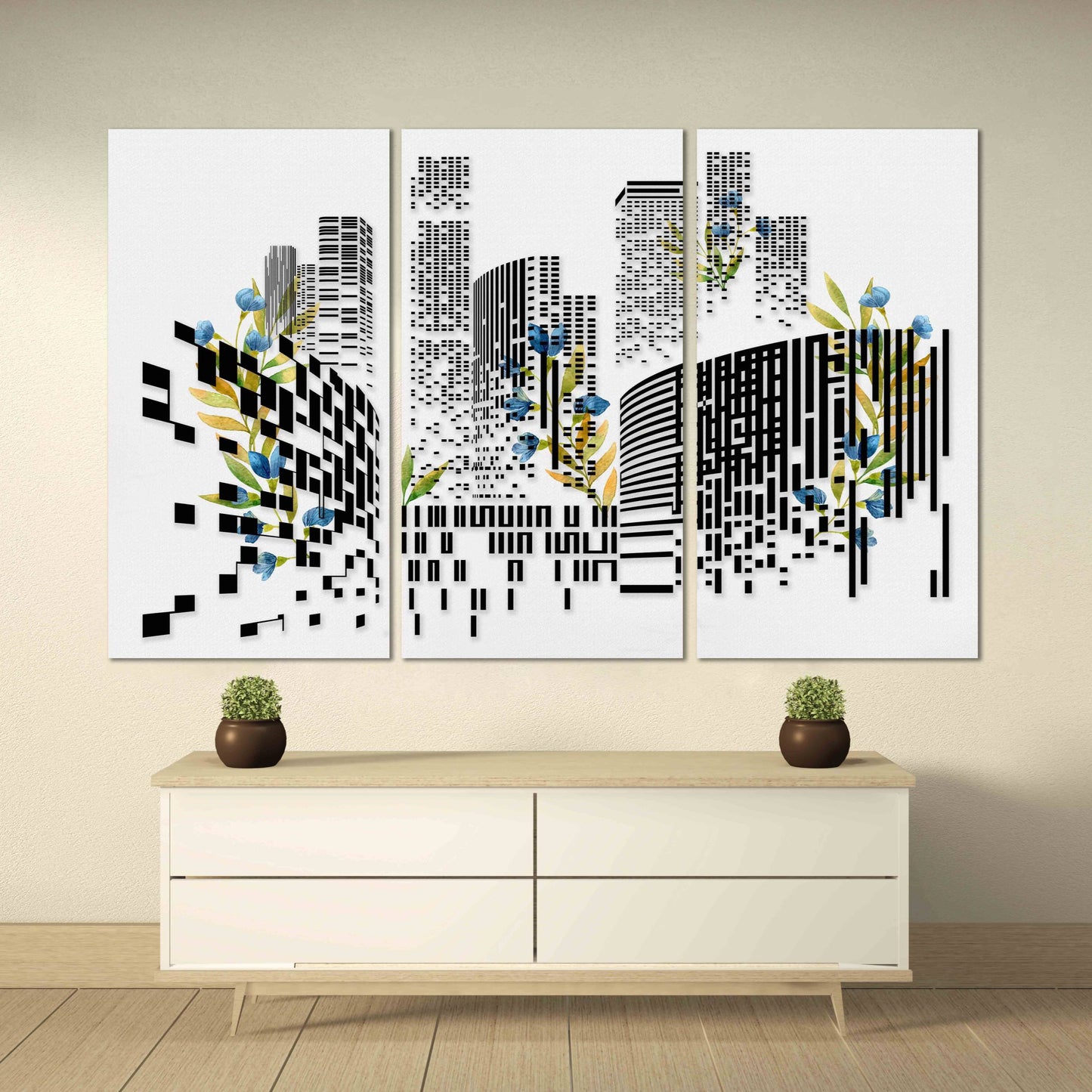 Trendige Wandkunst, Stadtwandkunst, mehrteilige Kunst, abstrakte Wandkunstgemälde auf Leinwand, extra große Wandkunst, Wohnwanddekoration