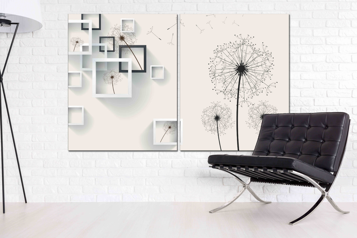 Pastel wall art geometric wall art Dandelion wall art Flowers wall art paintings on canvas, home wall decor, canvas painting Living room art