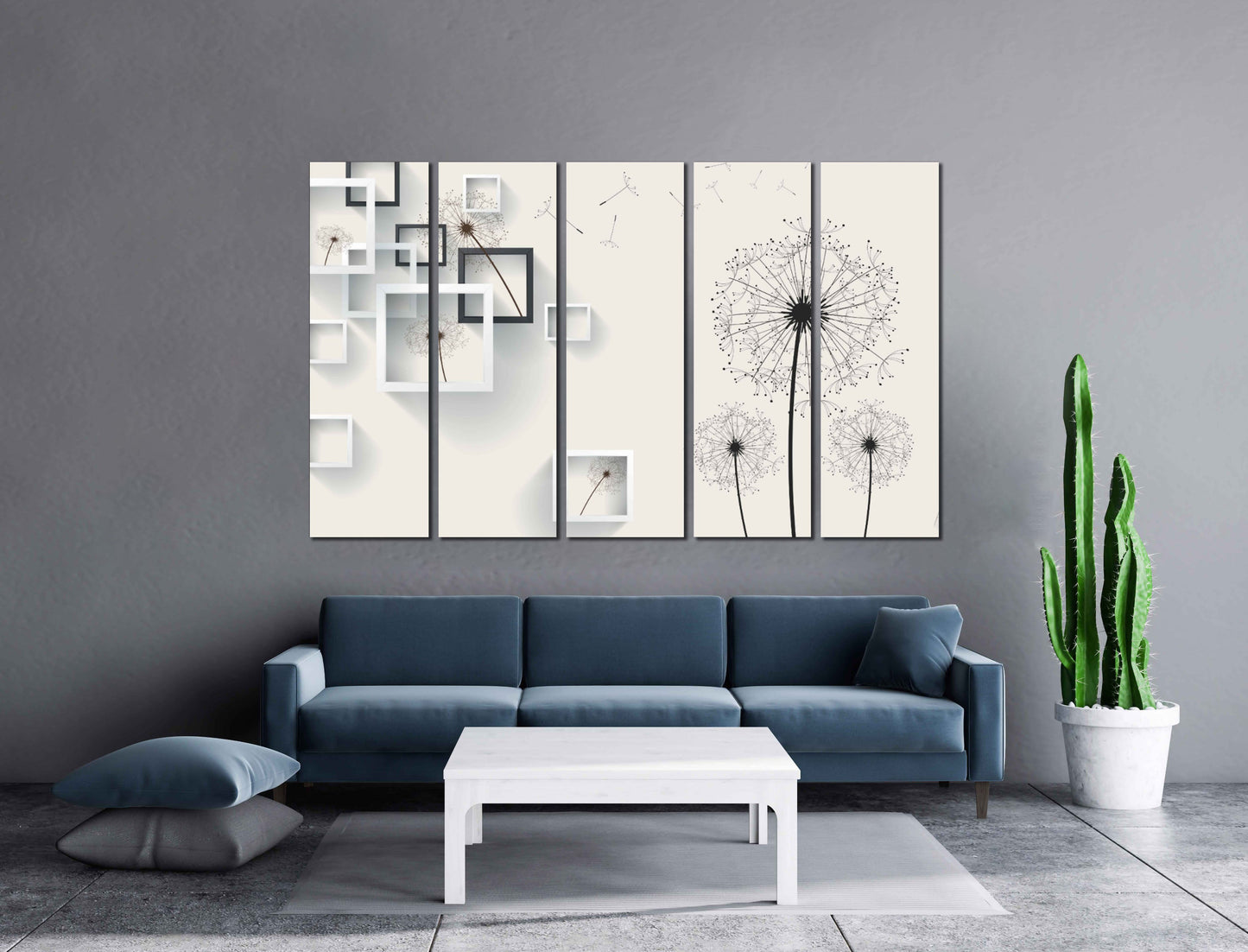 Pastel wall art geometric wall art Dandelion wall art Flowers wall art paintings on canvas, home wall decor, canvas painting Living room art