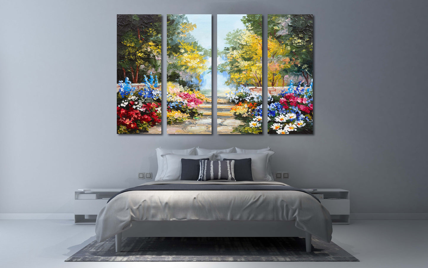 Flower wall decor paintings on canvas, Nature painting, home wall decor, wood wall art, multi panel wall art, landscape painting prints