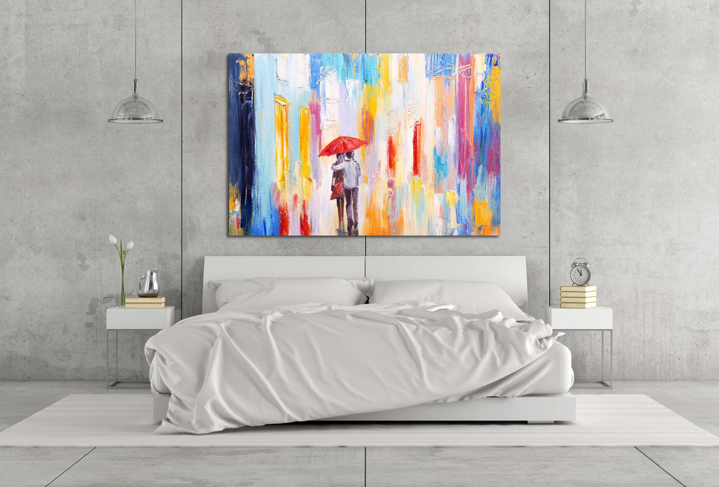 Abstract couple love art, Love wall art paintings on canvas, red umbrella art, valentines day gift, printable abstract art prints