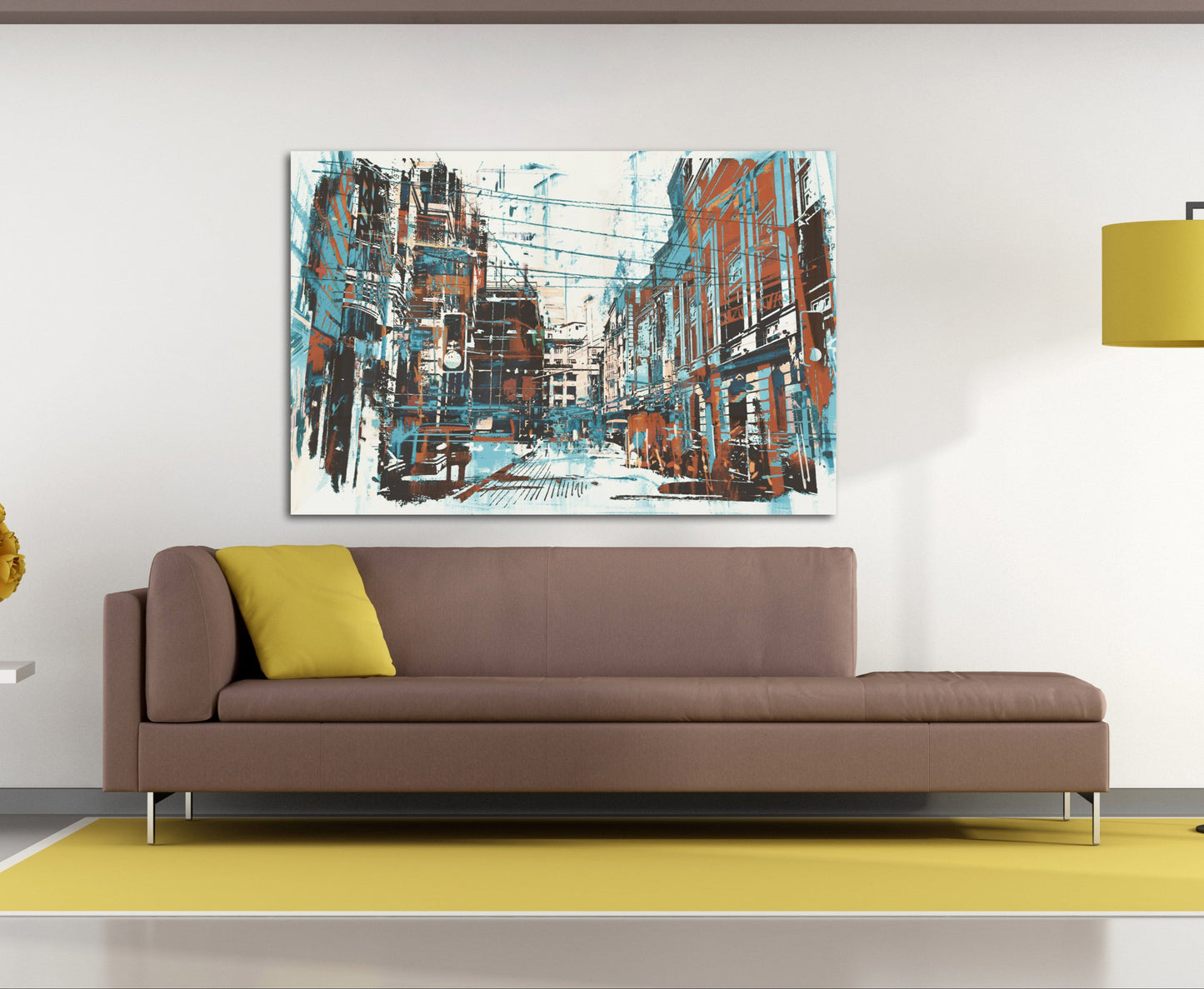 Abstract canvas, wall art paintings on canvas, home decor, city multi panel wall art, canvas print, trendy wall art, city street art