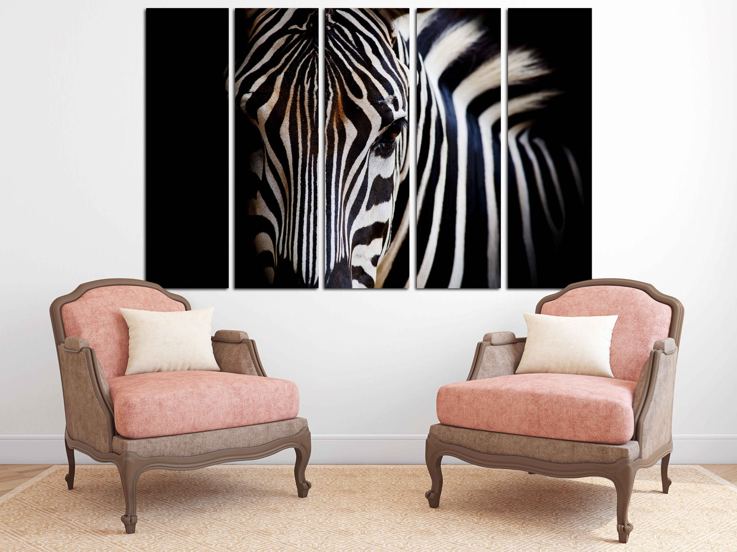 Zebra wall art, Black and white art, wild animal wall art Canvas painting Contemporary art Living room art Extra large wall art