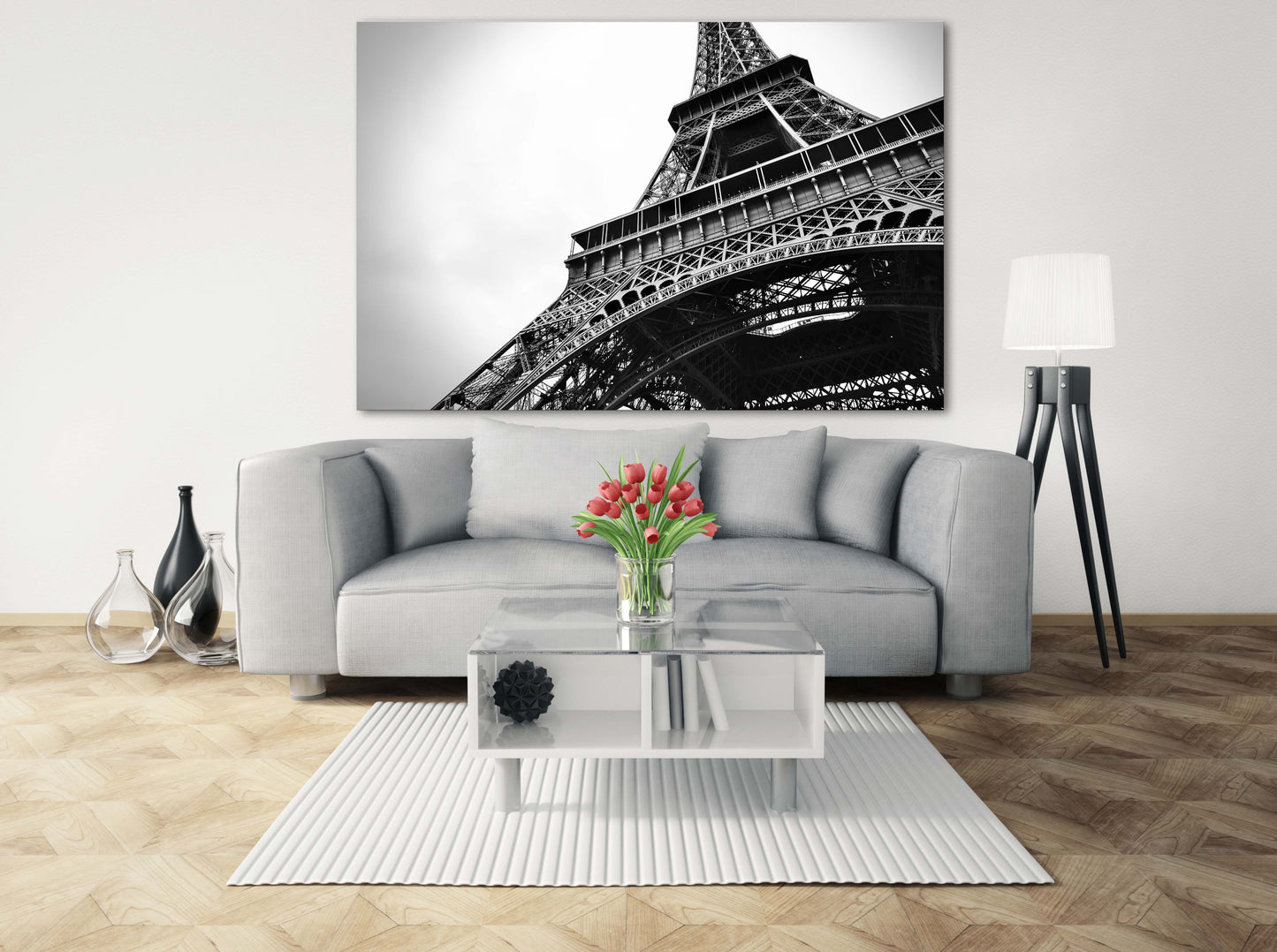 Paris Wandkunst Eiffelturm Wandaufkleber große Leinwandkunst Schwarz-Weiß-Kunst extra große Wandkunst Leinwand Wandkunst Multi-Panel-Wandkunst