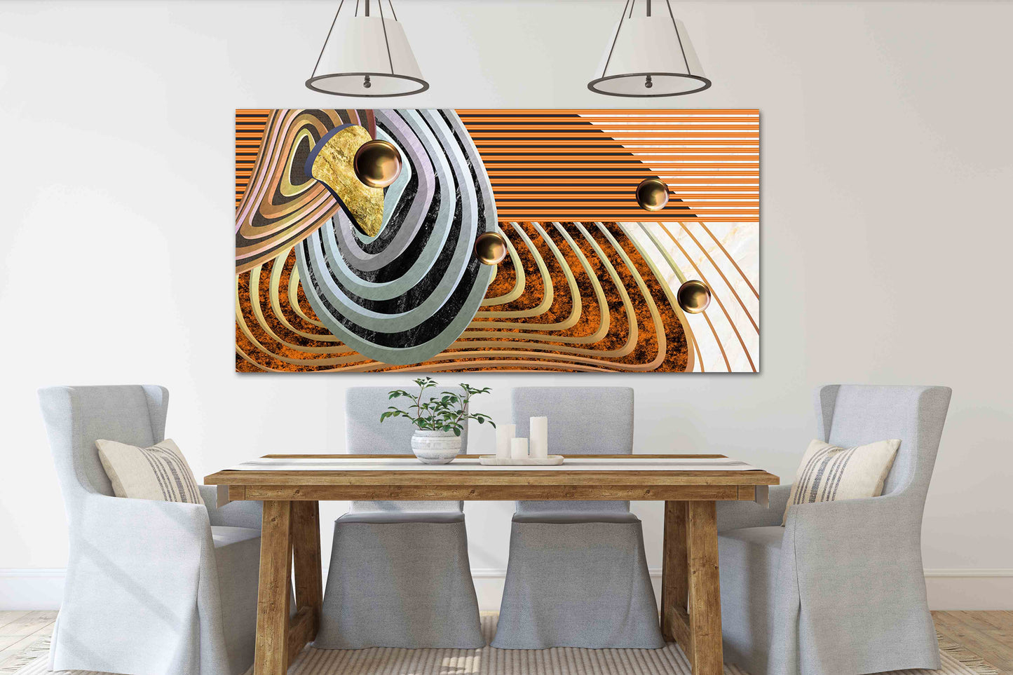 Geometric extra large wall art Abstract framed canvas painting Trendy room decor Modern abstract wall art print Multi panel canvas