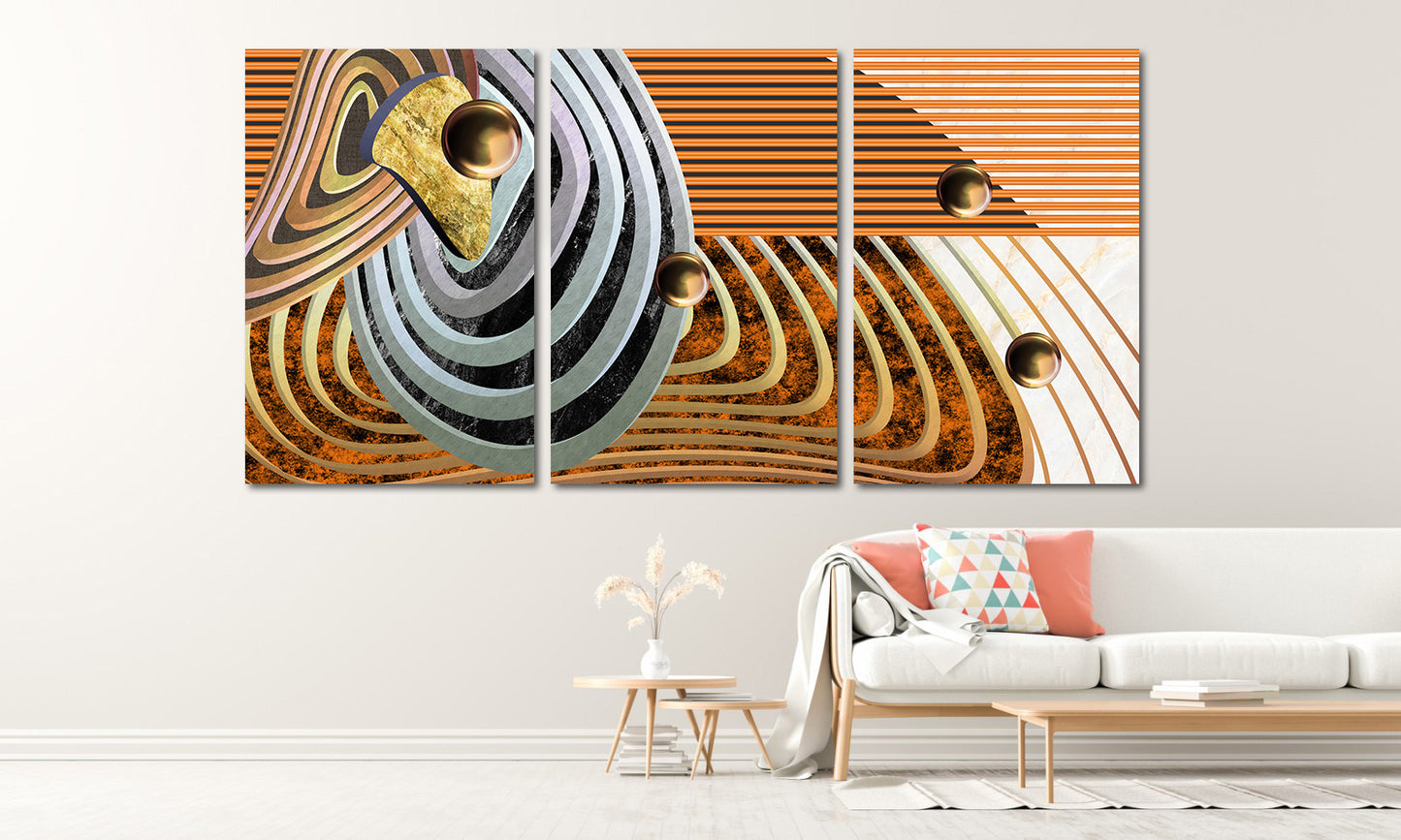 Geometric extra large wall art Abstract framed canvas painting Trendy room decor Modern abstract wall art print Multi panel canvas