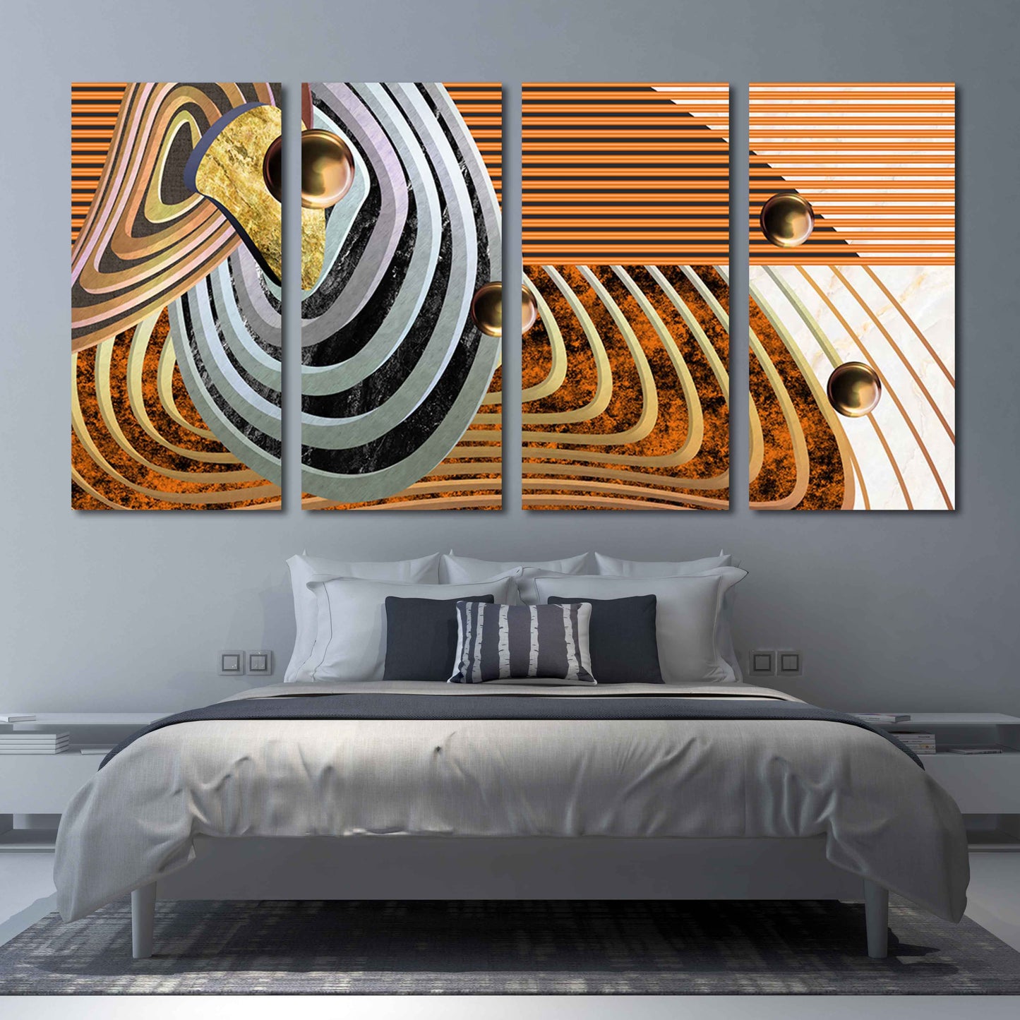 Geometric extra large wall art Abstract framed canvas painting Trendy room decor Modern abstract wall art print Multi panel canvas