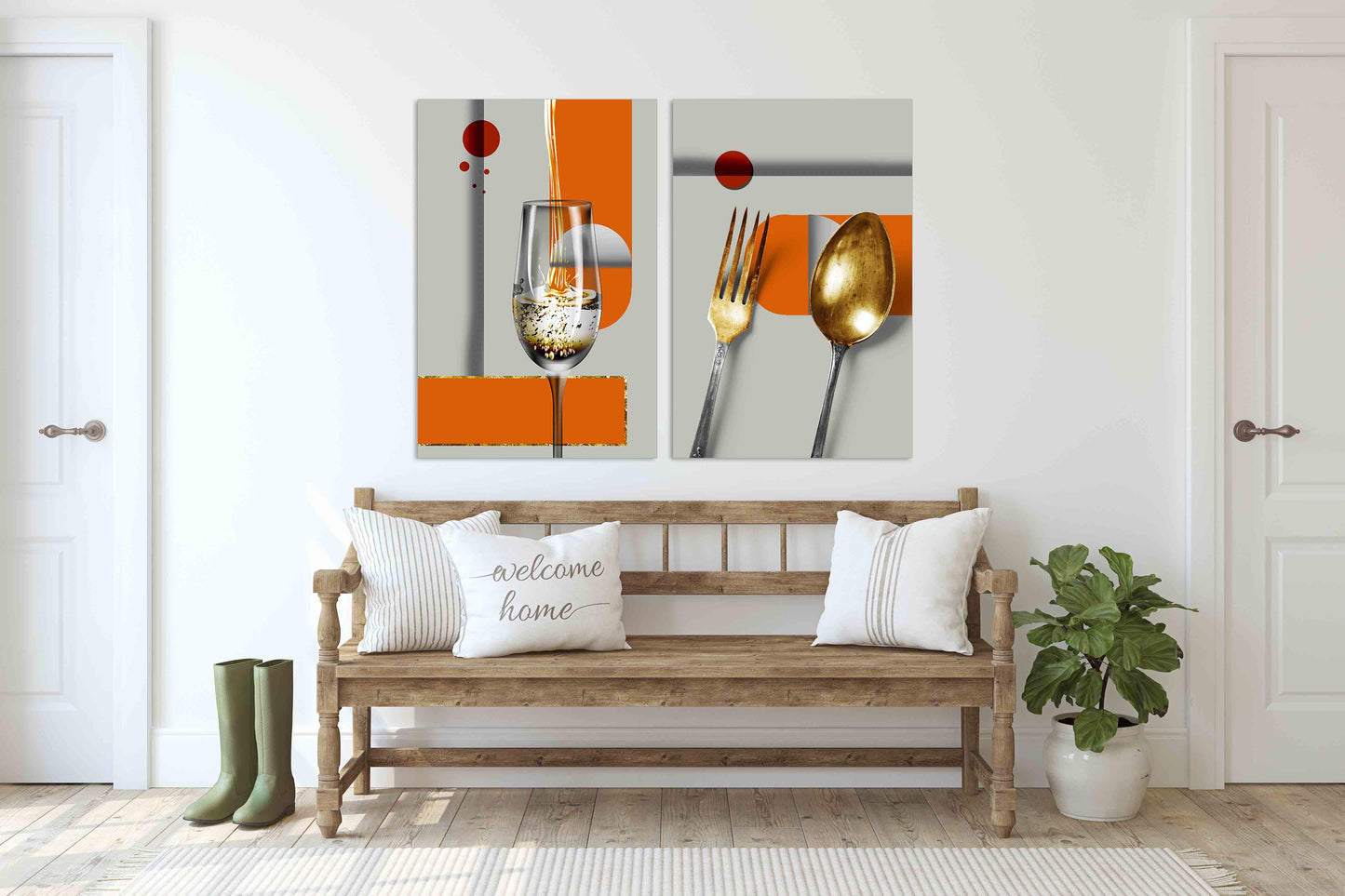 Küchenwanddekoration 2er-Set Drucke Home Wanddekoration Küchengeschenk Küchenwandkunst Abstrakte Malerei Abstrakte Leinwand