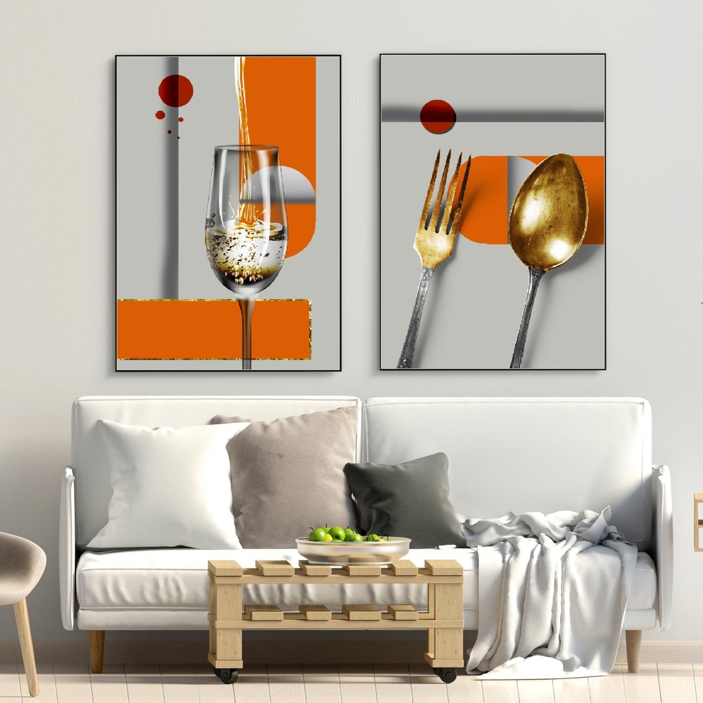 Küchenwanddekoration 2er-Set Drucke Home Wanddekoration Küchengeschenk Küchenwandkunst Abstrakte Malerei Abstrakte Leinwand