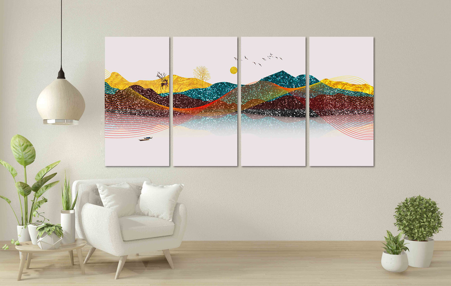 Berg-Linienkunst-Wanddruck, moderne abstrakte Kunst, abstrakter Kunstdruck, mehrteilige Leinwand, Raumwanddekoration, abstrakte Wandkunst, abstrakte Malerei