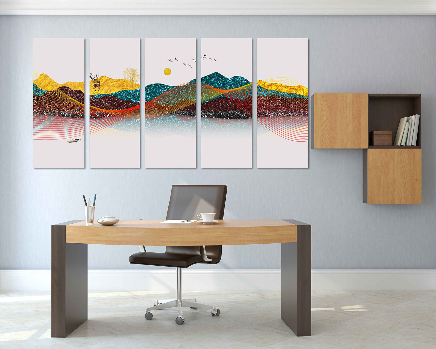 Berg-Linienkunst-Wanddruck, moderne abstrakte Kunst, abstrakter Kunstdruck, mehrteilige Leinwand, Raumwanddekoration, abstrakte Wandkunst, abstrakte Malerei