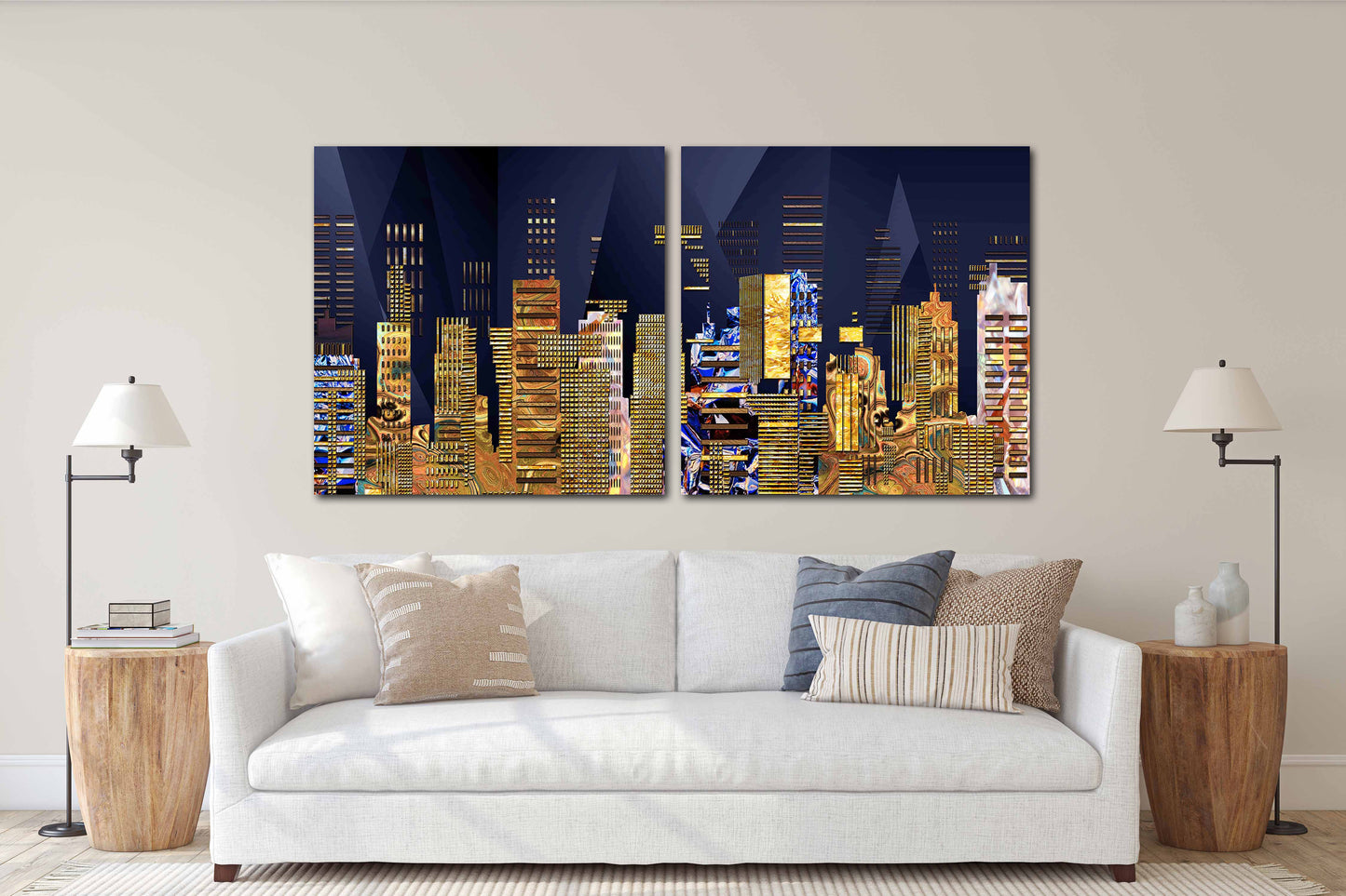 Nachtstadt-Wandcollage-Set, Stadt-bei-Nacht-Dekor, Leinwandgemälde, extragroße mehrteilige Wandkunst, Bilderrahmen, Wanddekor für Zuhause