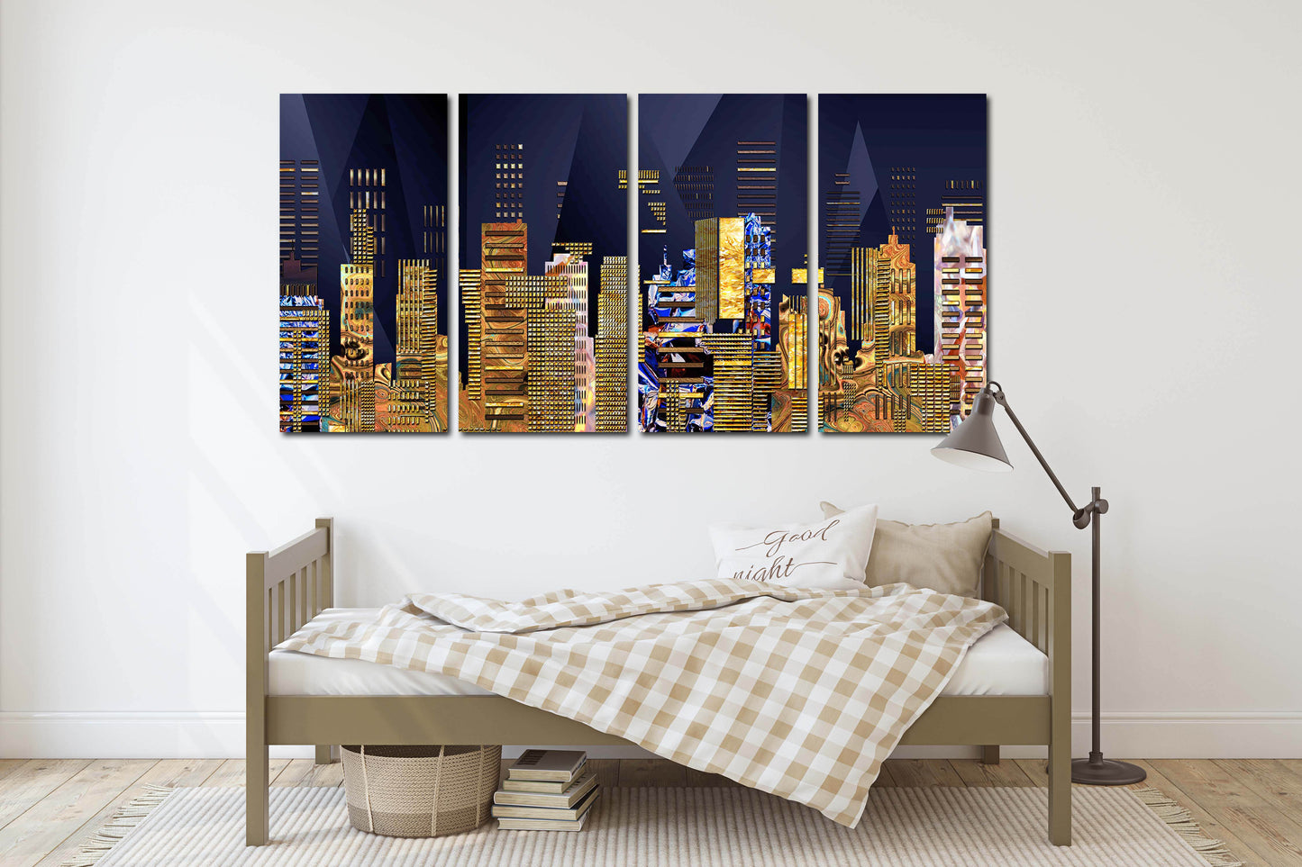 Nachtstadt-Wandcollage-Set, Stadt-bei-Nacht-Dekor, Leinwandgemälde, extragroße mehrteilige Wandkunst, Bilderrahmen, Wanddekor für Zuhause