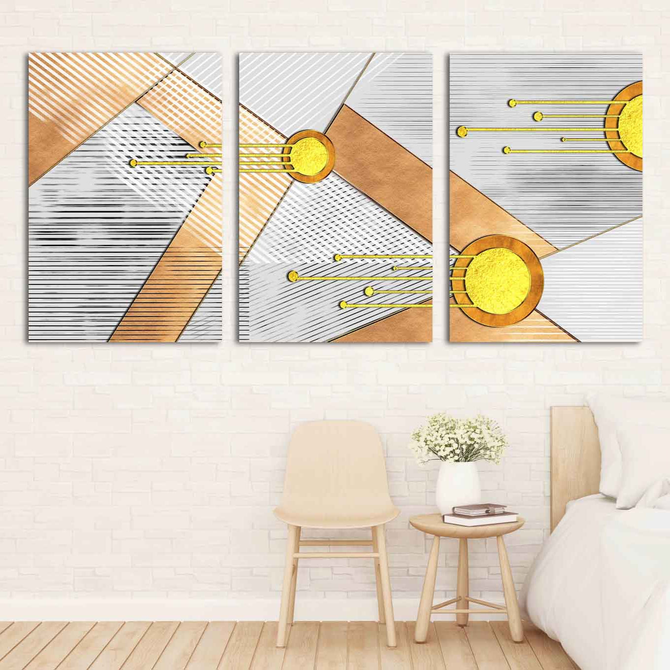 Geometric patterns Modern abstract art Wall collage kit Multi panel canvas Wall art Canvas painting Abstract wall art Home
