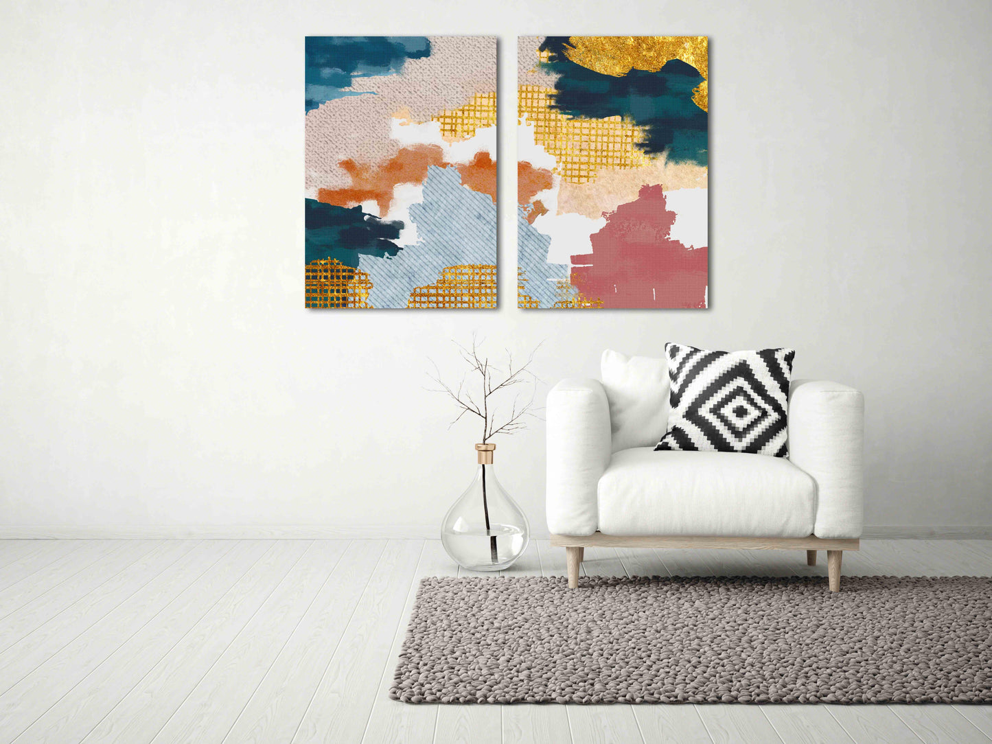 Abstract colorful painting large Modern abstract art Abstract expressionist painting Wall collage kit Abstract wall art Home wall decor