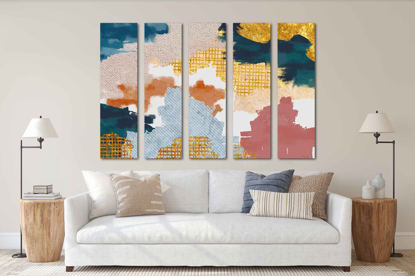 Abstract colorful painting large Modern abstract art Abstract expressionist painting Wall collage kit Abstract wall art Home wall decor
