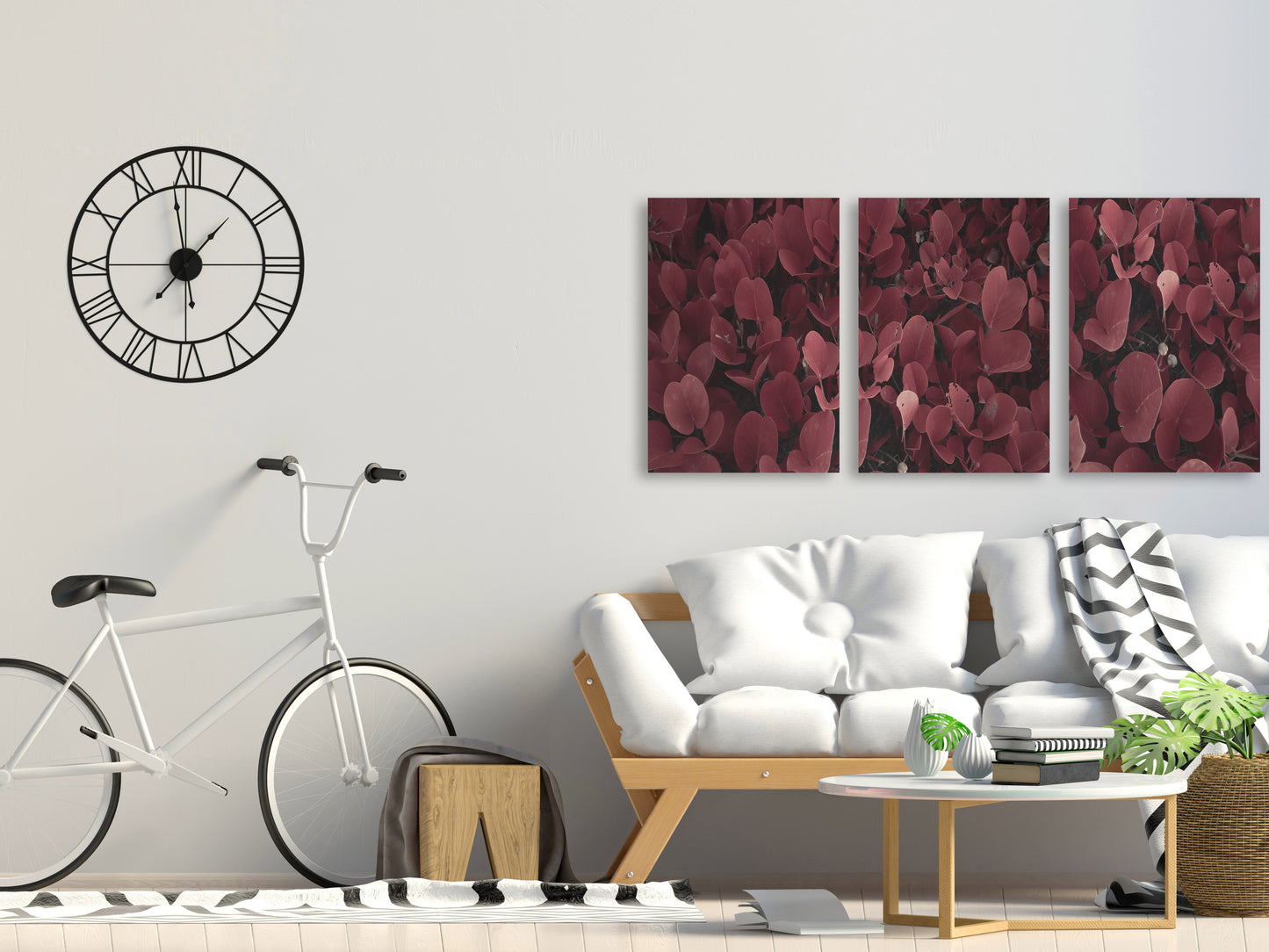 Blätter Wandkunst, moderne Wandkunst, Leinwandgemälde, Pflanzenwandkunst, dekoratives Geschenk, druckbares Wandkunstset von 3, mehrteilige Wandkunst