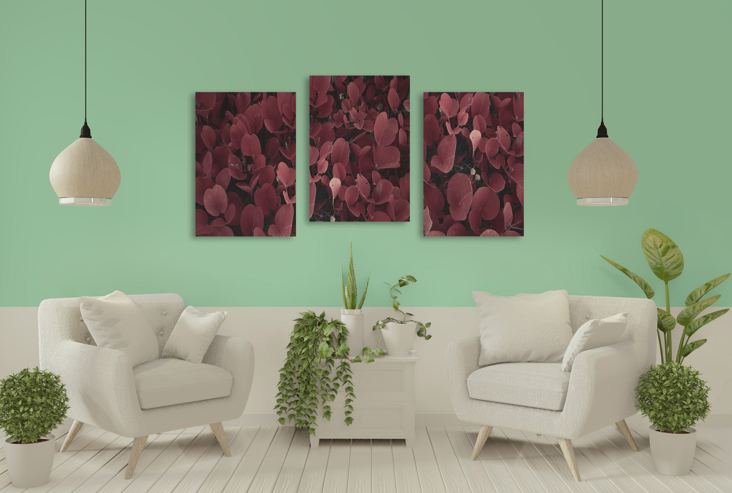 Blätter Wandkunst, moderne Wandkunst, Leinwandgemälde, Pflanzenwandkunst, dekoratives Geschenk, druckbares Wandkunstset von 3, mehrteilige Wandkunst