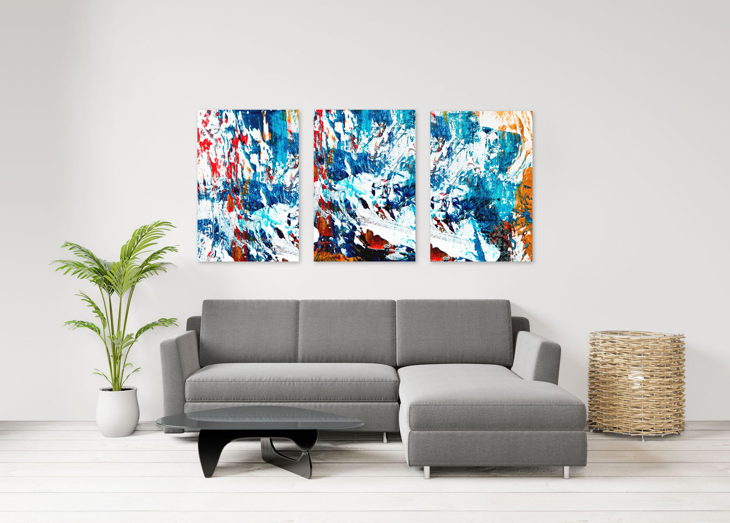 Abstrakte Wandkunst, moderne Wandkunst, Leinwand, abstraktes dekoratives Geschenk, druckbare Wandkunst, 3er-Set, abstraktes Gemälde, blaue Leinwand-Wandkunst