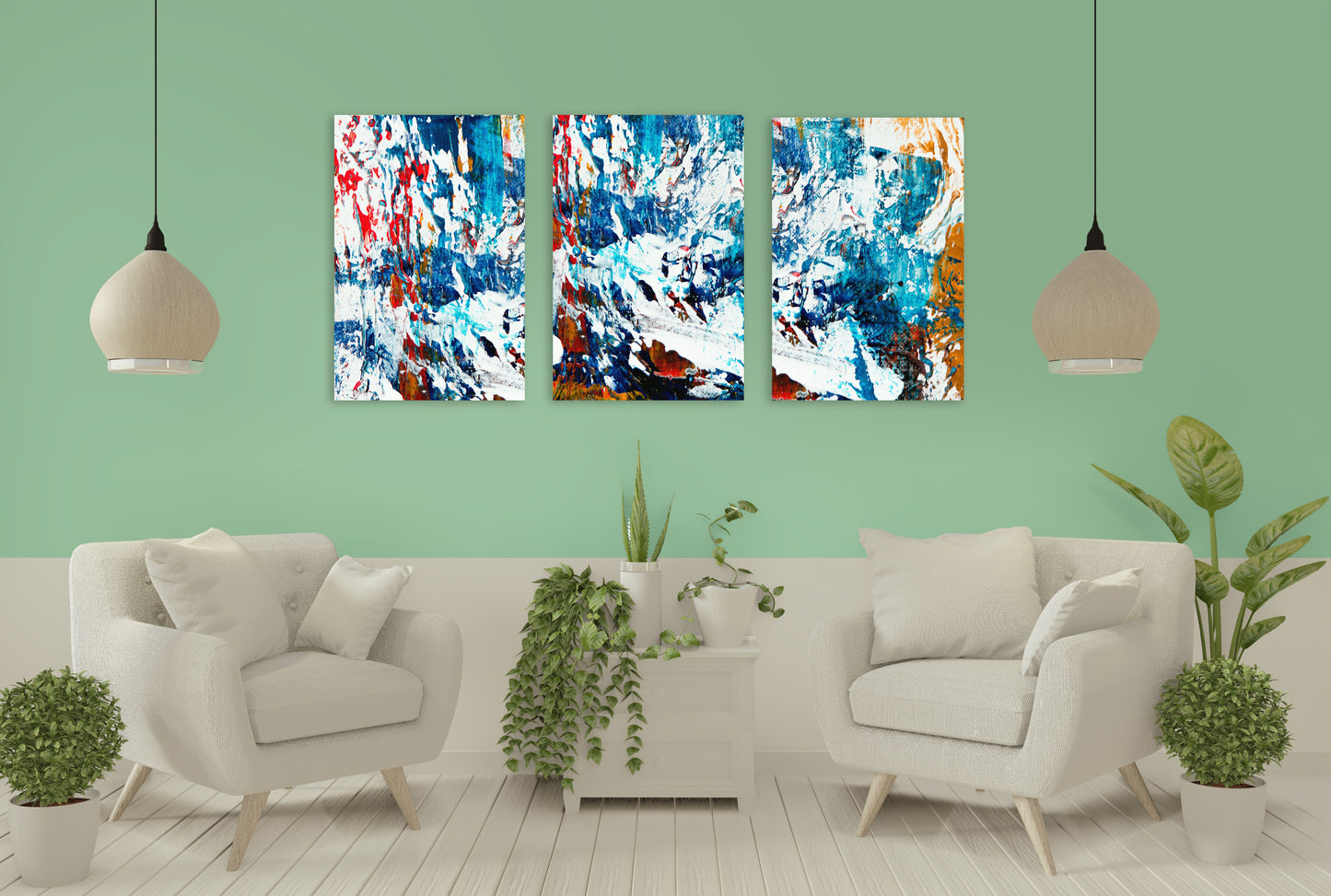 Abstrakte Wandkunst, moderne Wandkunst, Leinwand, abstraktes dekoratives Geschenk, druckbare Wandkunst, 3er-Set, abstraktes Gemälde, blaue Leinwand-Wandkunst