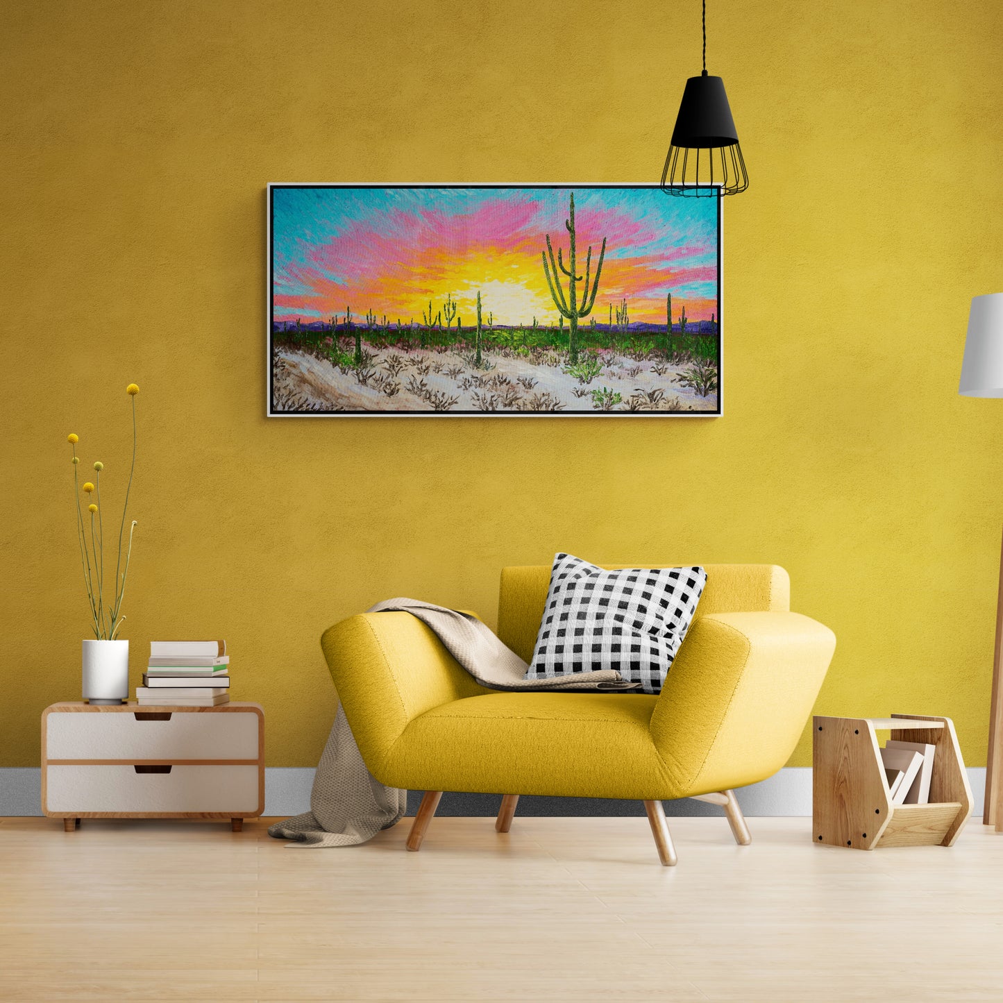 Western-Panorama-Wandkunst, Südwest-Kunstwerk, gerahmtes Sonnenuntergangs-Kunstwerk, Natur-Kunstdruck, farbenfroher Leinwanddruck