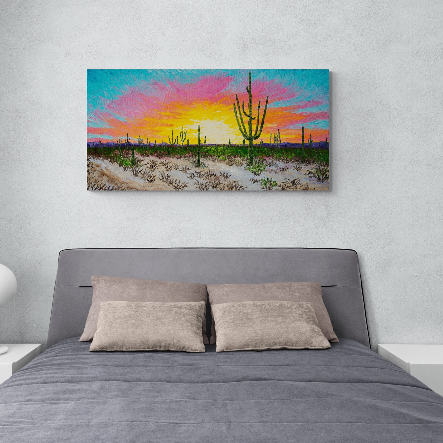 Western-Panorama-Wandkunst, Südwest-Kunstwerk, gerahmtes Sonnenuntergangs-Kunstwerk, Natur-Kunstdruck, farbenfroher Leinwanddruck