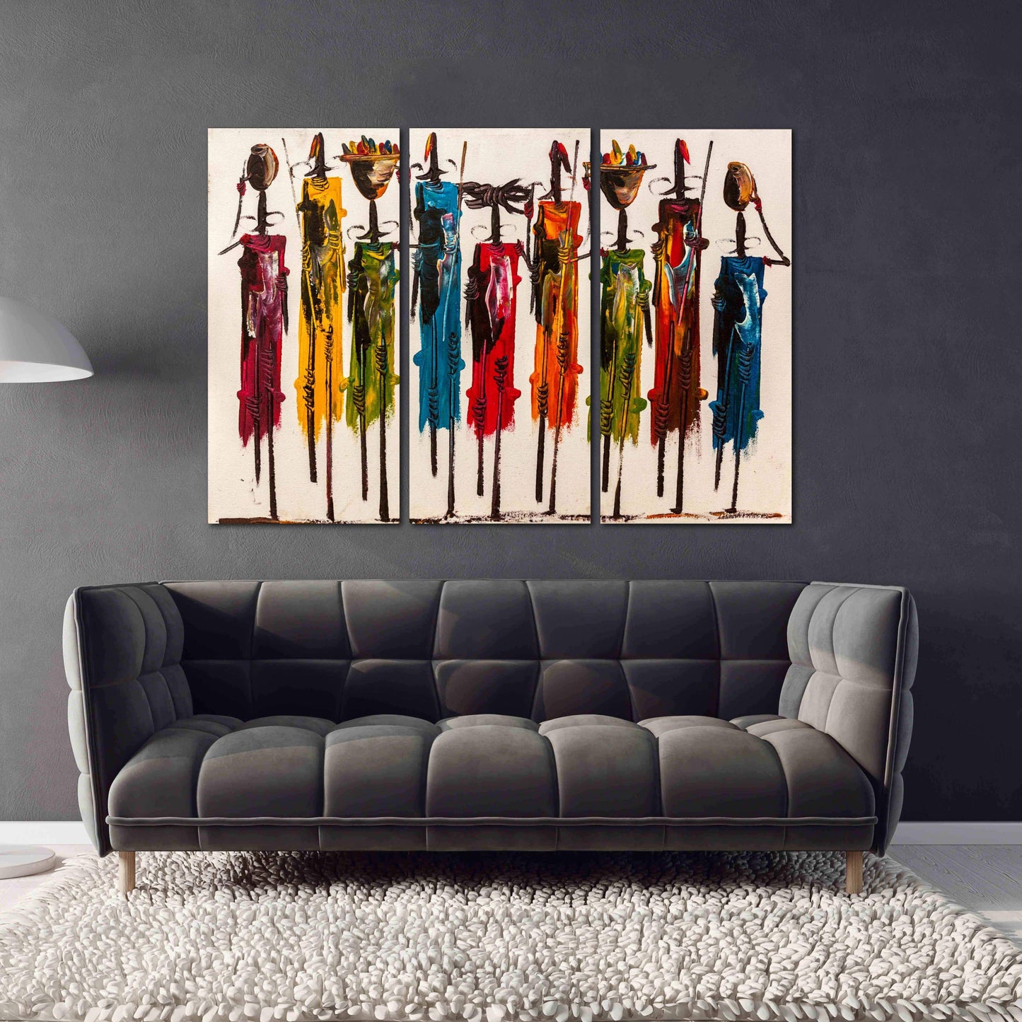 Abstract African extra large wall art Masai canvas painting print, Afro woman wall decor