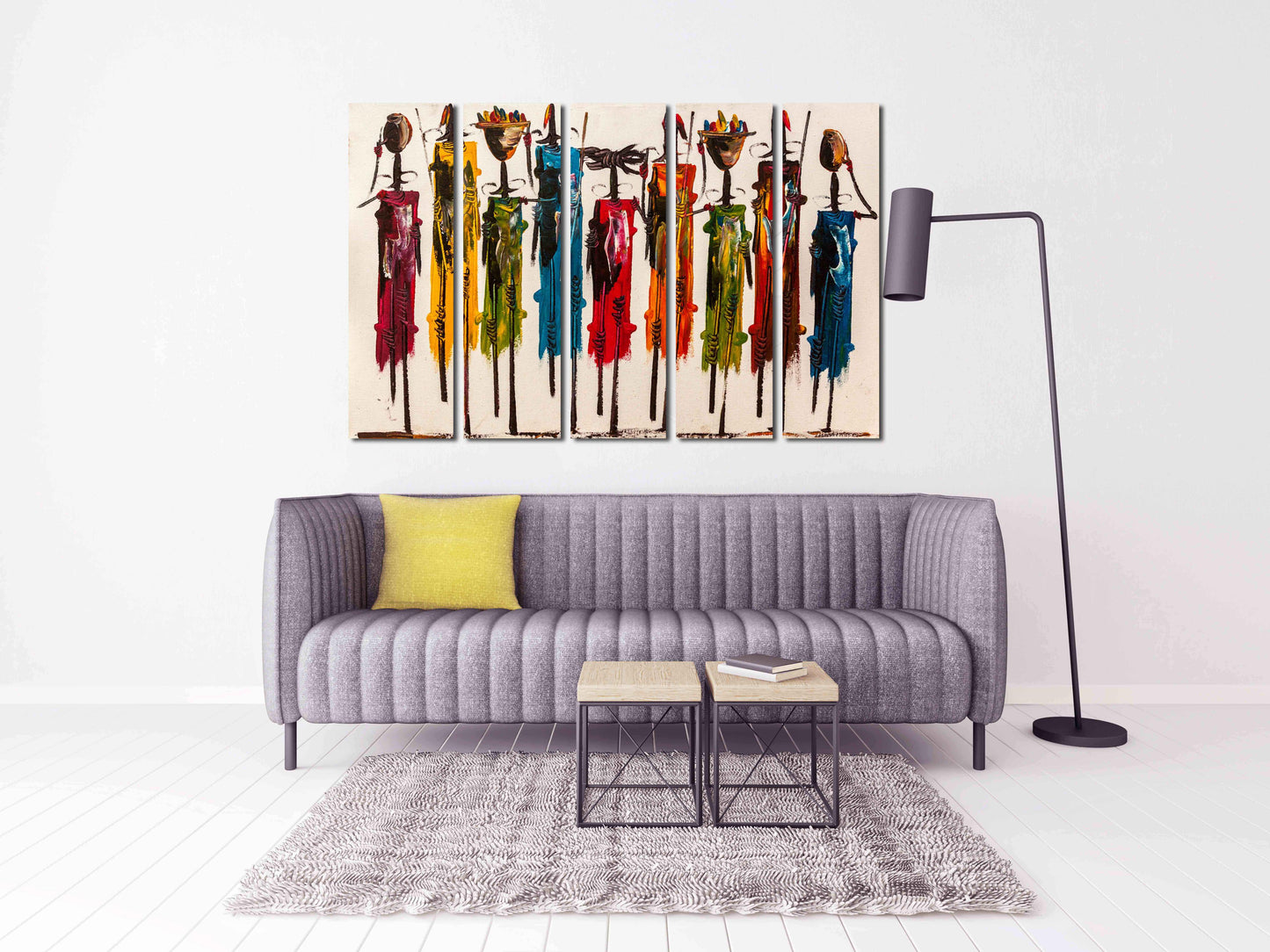 Abstract African extra large wall art Masai canvas painting print, Afro woman wall decor