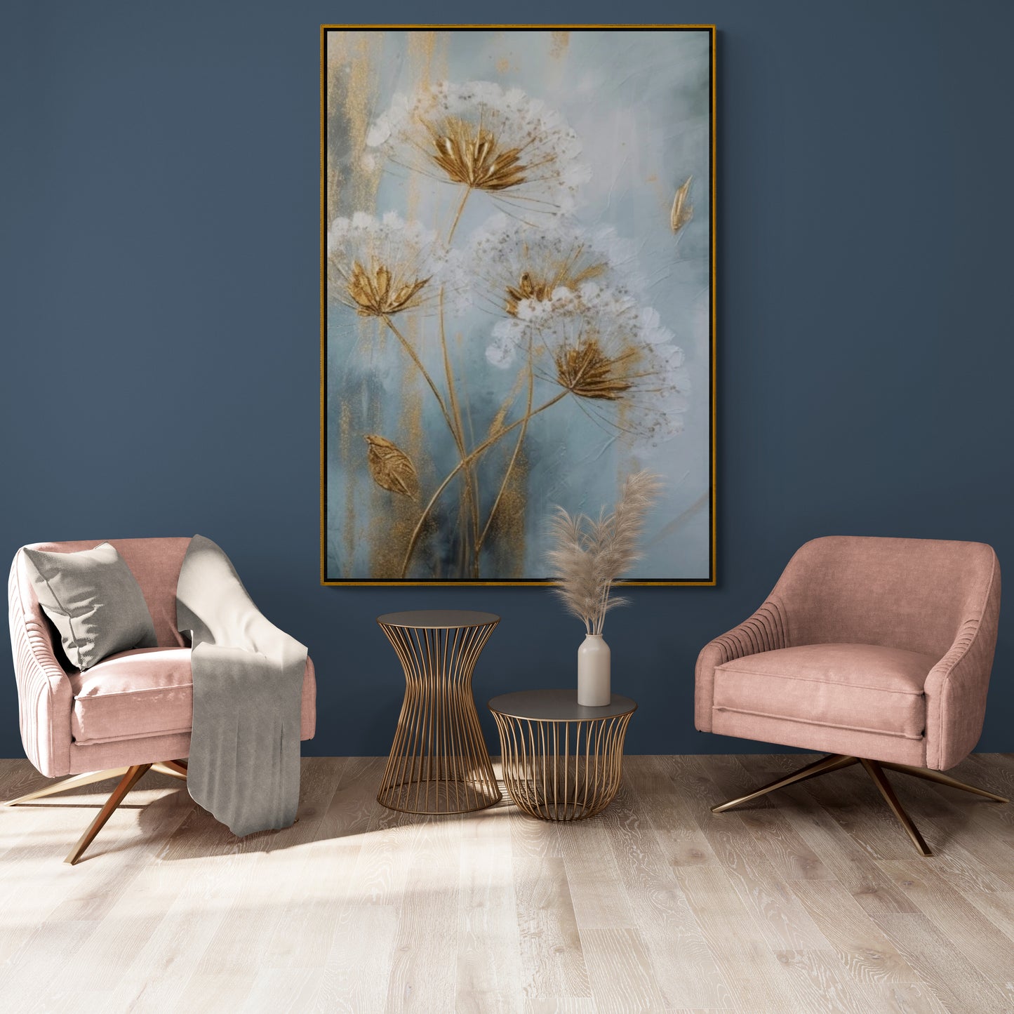 Große Pusteblumen-Wandkunst, gerahmter Blumen-Leinwanddruck, bedruckte Blumen-Wandkunst, Wandkunst mit schwebendem Rahmen, Leinwanddruck für Wohnzimmer