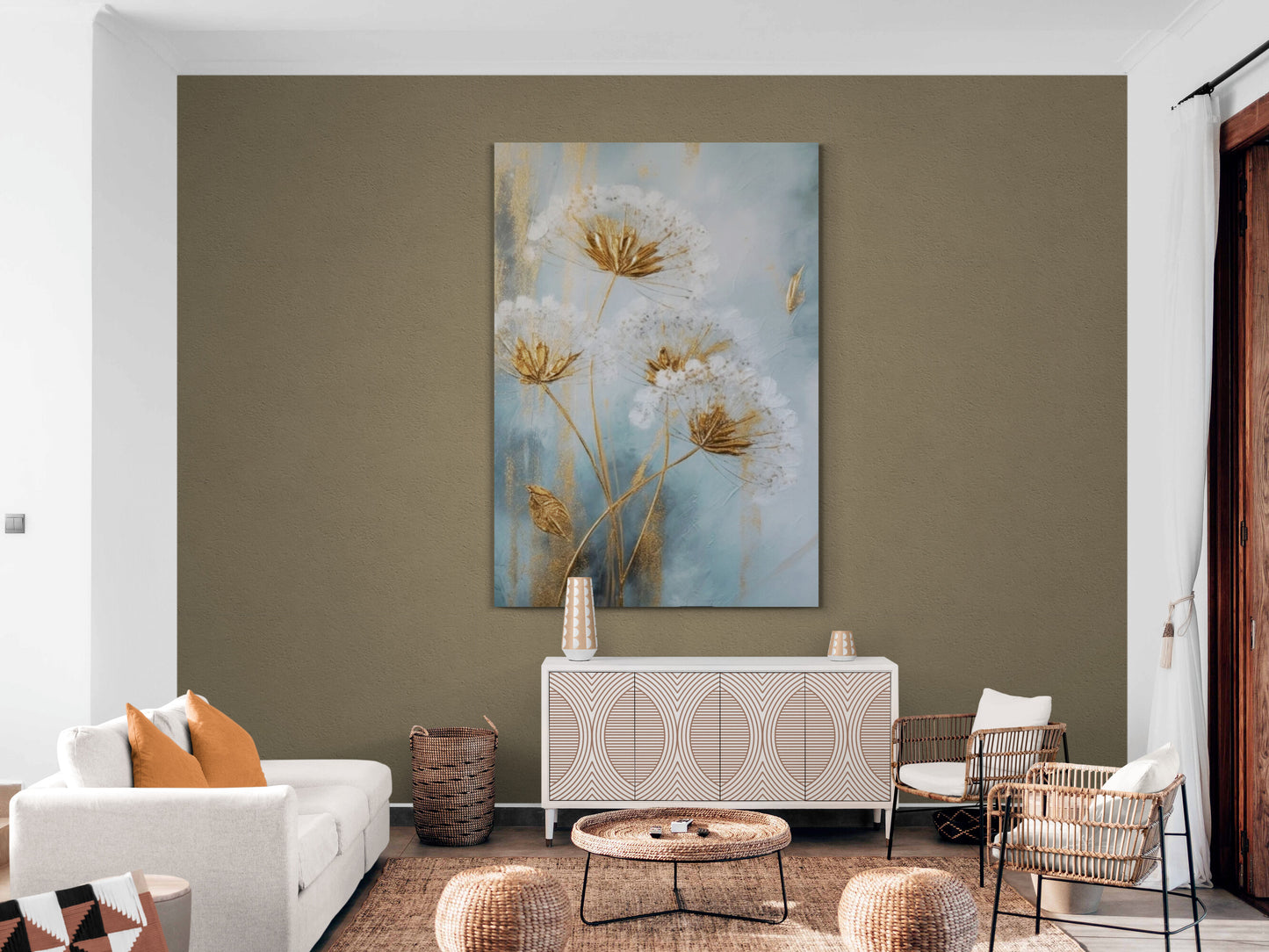 Große Pusteblumen-Wandkunst, gerahmter Blumen-Leinwanddruck, bedruckte Blumen-Wandkunst, Wandkunst mit schwebendem Rahmen, Leinwanddruck für Wohnzimmer