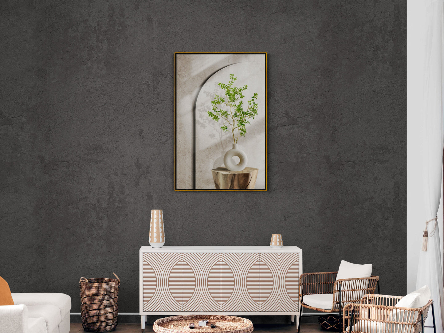 Stillleben Wandkunst, Chinoiserie Leinwanddruck, Wandkunst mit Pflanzen, gerahmtes orientalisches Kunstwerk, Wandkunst für Schlafzimmer, Situationsgeschenk