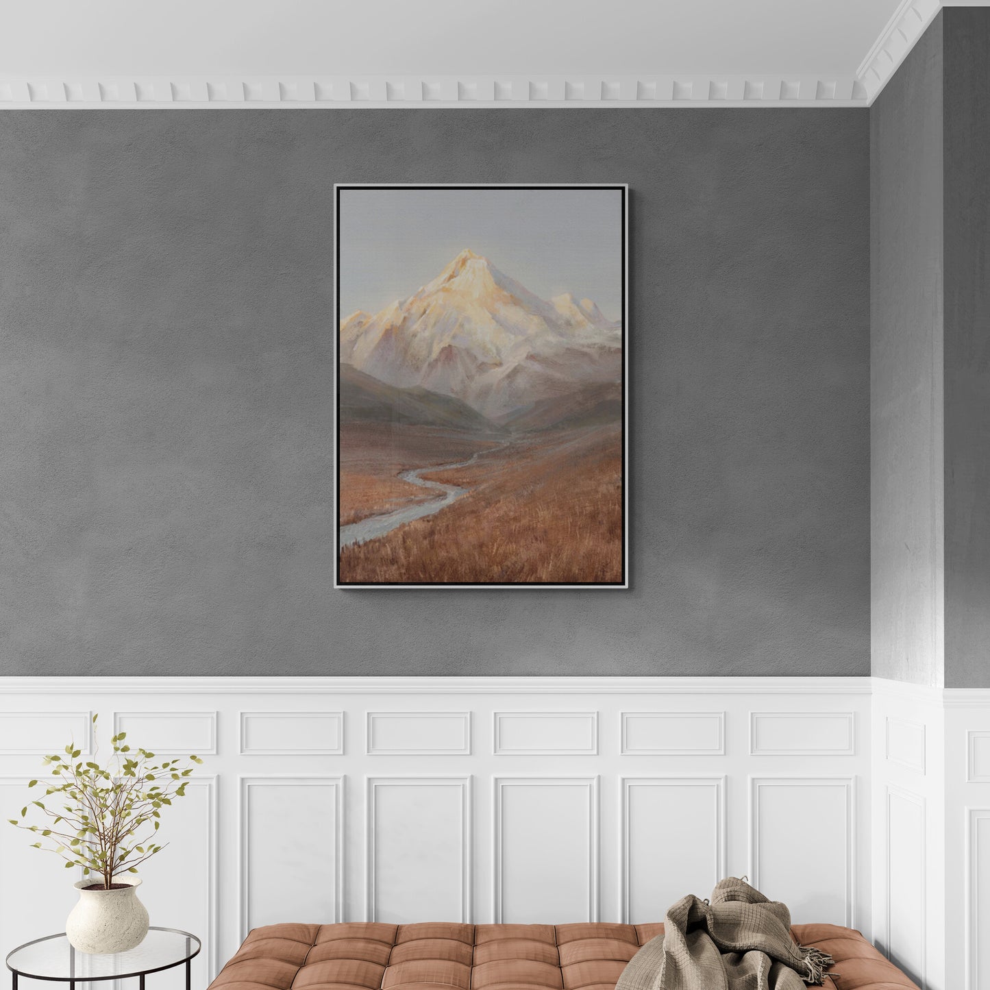 Rocky Mountain Wandkunst, Landschaft Leinwanddruck, Landschaft Wandkunst, gerahmtes Naturkunstwerk, neutrale Wandkunst, schneebedeckte Berge Wandkunst, Geschenk für ihn