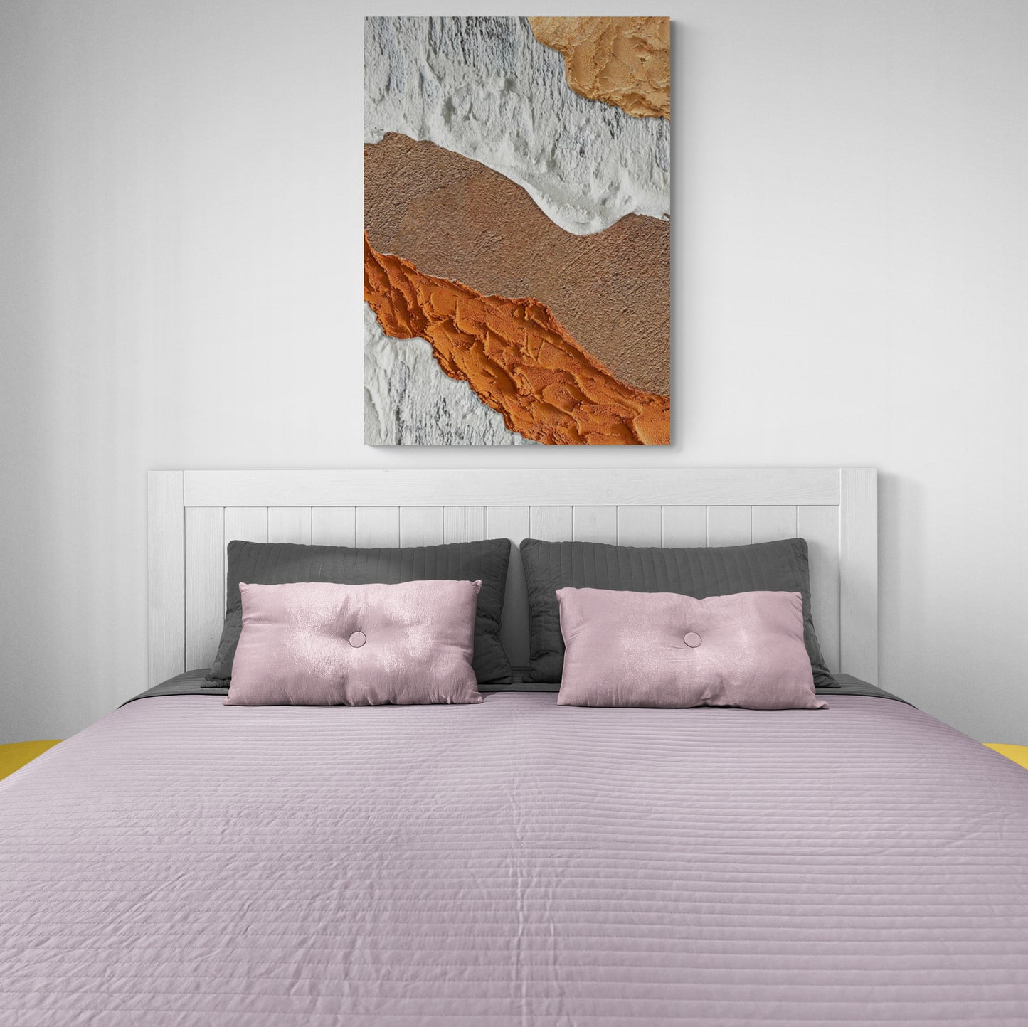 Abstrakte orange Wandkunst, gerahmter Leinwanddruck, zeitgenössische Wandkunst, Kunstwerk über dem Bett, Geburtstagsgeschenk, Wohnzimmerwandkunst