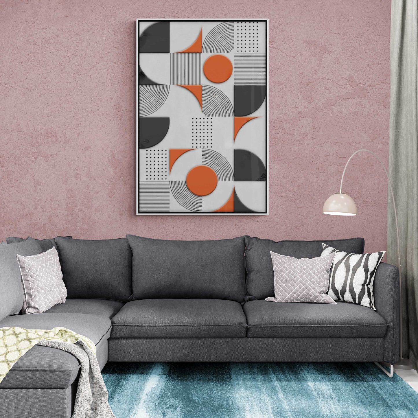 Geometrische Wandkunst, abstrakter Leinwanddruck, moderne gerahmte Wandkunst, Kunstwerk im Aluminiumrahmen, Wohnzimmer-Wandkunst, große Wandkunst