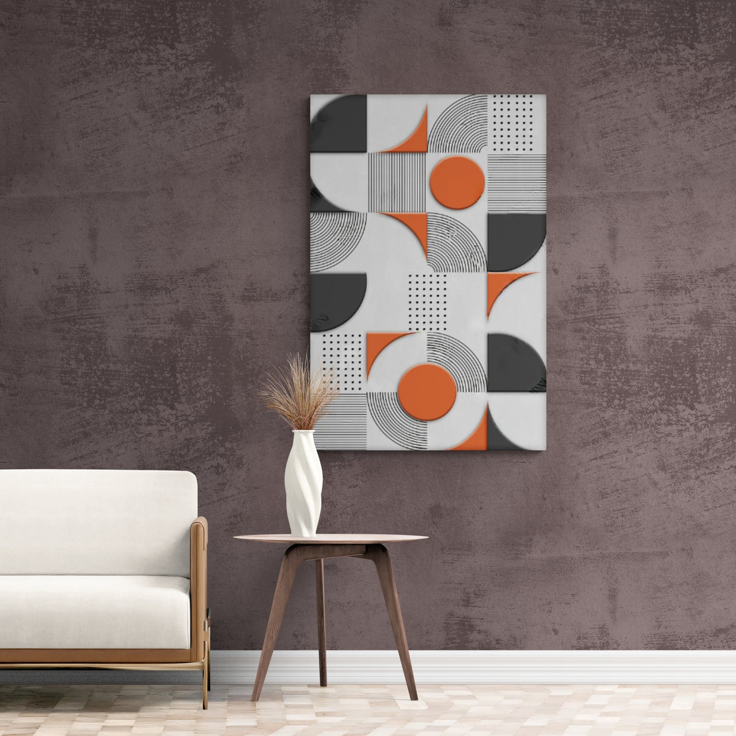 Geometrische Wandkunst, abstrakter Leinwanddruck, moderne gerahmte Wandkunst, Kunstwerk im Aluminiumrahmen, Wohnzimmer-Wandkunst, große Wandkunst