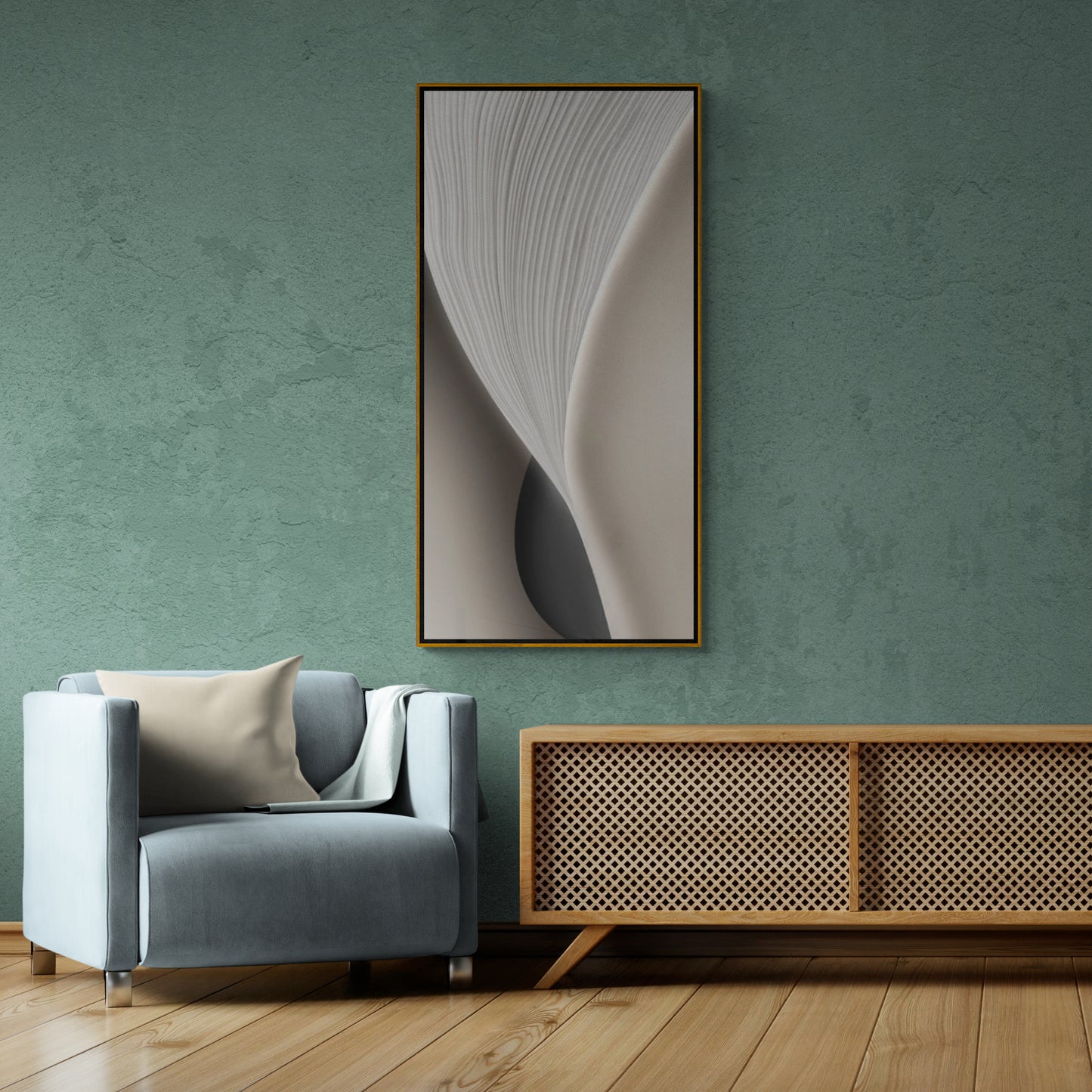 Abstrakte Wandkunst, großer gerahmter Leinwanddruck, grau-weißer Kunstdruck, Geschenk für ihn, moderne Bürowandkunst