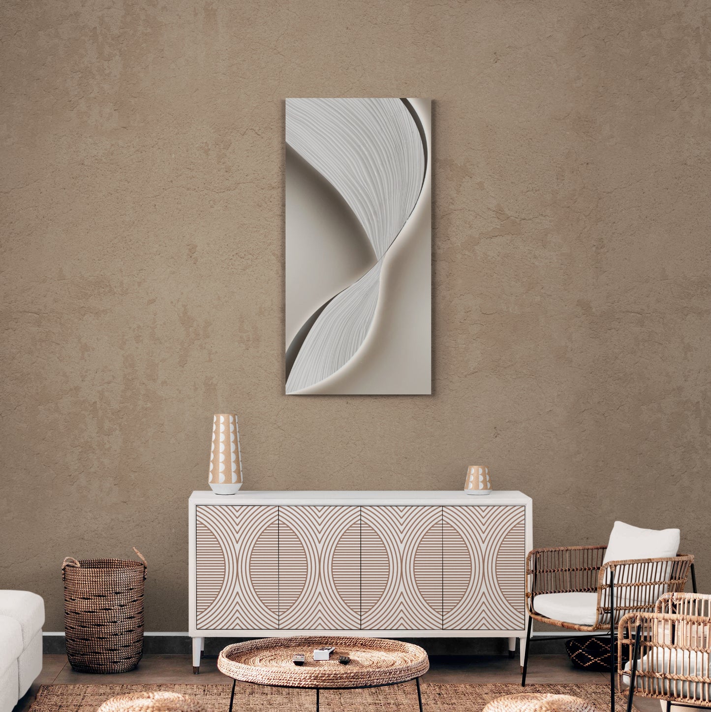 Abstract wave wall art, large framed canvas print, gray and white art print, gift for him, modern office wall art
