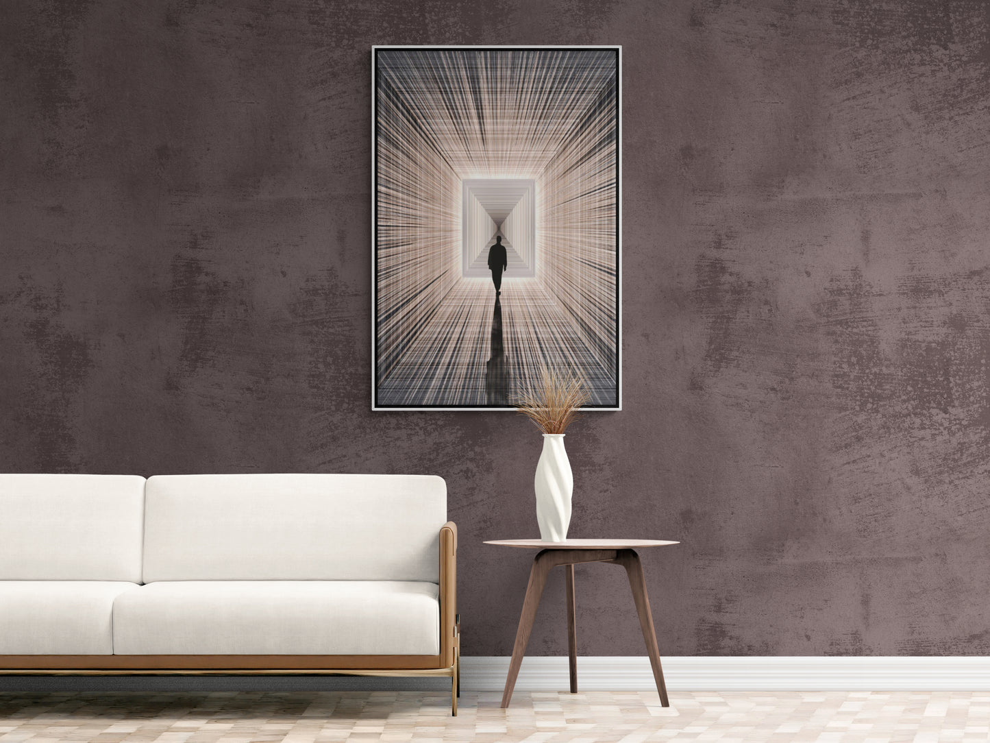 Große abstrakte gerahmte Wandkunst, Zeitgenössischer Leinwanddruck, Dunkles Kunstwerk, Moderne Wandkunst für Wohnzimmer