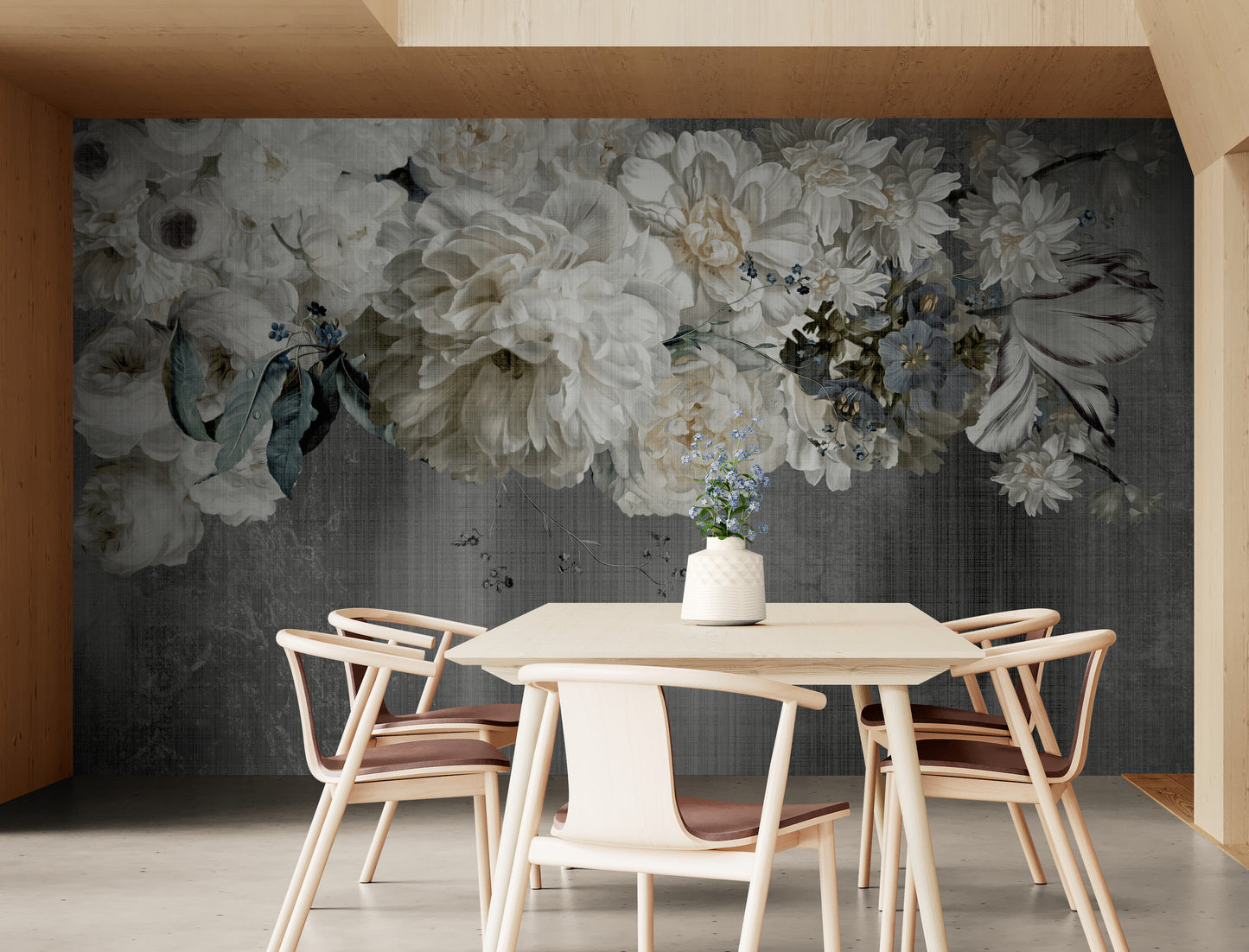 Flowers wall mural, big flowers wallpaper peel and stick, accent above bed wall mural, self adhesive botanical wallpaper mural, bedroom wallpaper