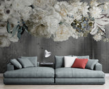 Flowers wall mural, big flowers wallpaper peel and stick, accent above bed wall mural, self adhesive botanical wallpaper mural, bedroom wallpaper