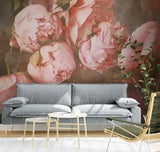Peony wallpaper mural, extra large floral wallpaper, peel and stick wallpaper with pink peonies, self adhesive botanical wallpaper, bedroom mural, accent removable wallpaper