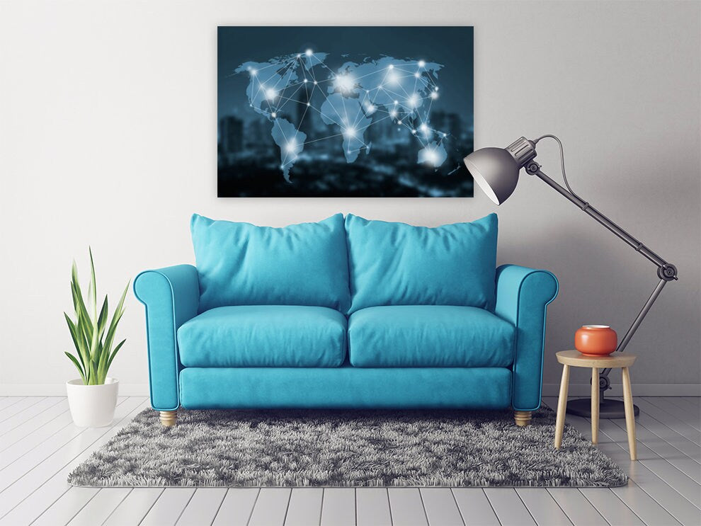 Weltkarte Wandkunst Gemälde auf Leinwand, Weltkarte Leinwand, Wohnwanddekor, Leinwandgemälde, druckbare Wandkunst, mehrteilige Wandkunst