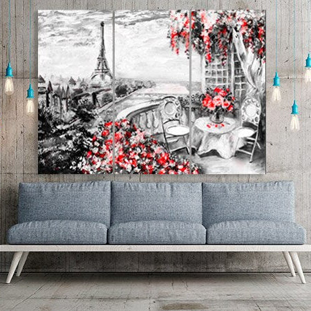 Paris Wandkunst, Eiffelturm Wandtattoo, große Leinwandkunst, schwarz-weiße Kunst, extra große Wandkunst, Leinwandwandkunst, mehrteilige Wandkunst