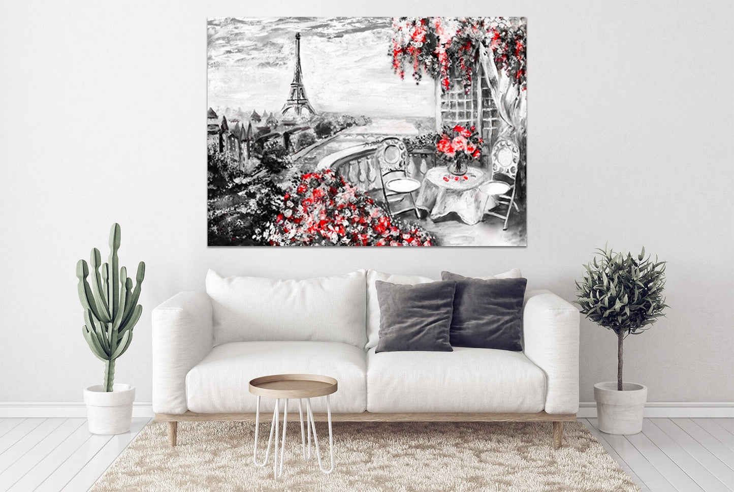 Paris Wandkunst, Eiffelturm Wandtattoo, große Leinwandkunst, schwarz-weiße Kunst, extra große Wandkunst, Leinwandwandkunst, mehrteilige Wandkunst