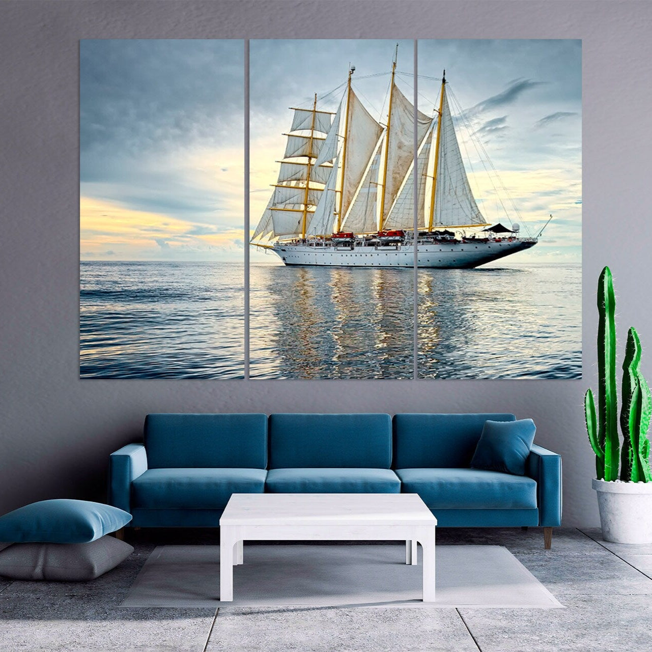 Meereslandschaft Gemälde Scharlachrote Hexe Druck extra groß Multi Panel hellblau Wandkunst Meer Büro Schlafzimmer Küche Wanddekoration Einweihungsgeschenk
