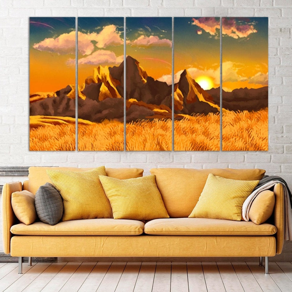 Berge Wandkunst Landschaftsgemälde auf Leinwand Naturdrucke Wohnschlafzimmer Wanddekoration extra großes mehrteiliges Leinwandgemälde