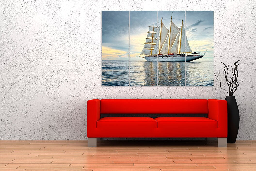 Meereslandschaft Gemälde Scharlachrote Hexe Druck extra groß Multi Panel hellblau Wandkunst Meer Büro Schlafzimmer Küche Wanddekoration Einweihungsgeschenk
