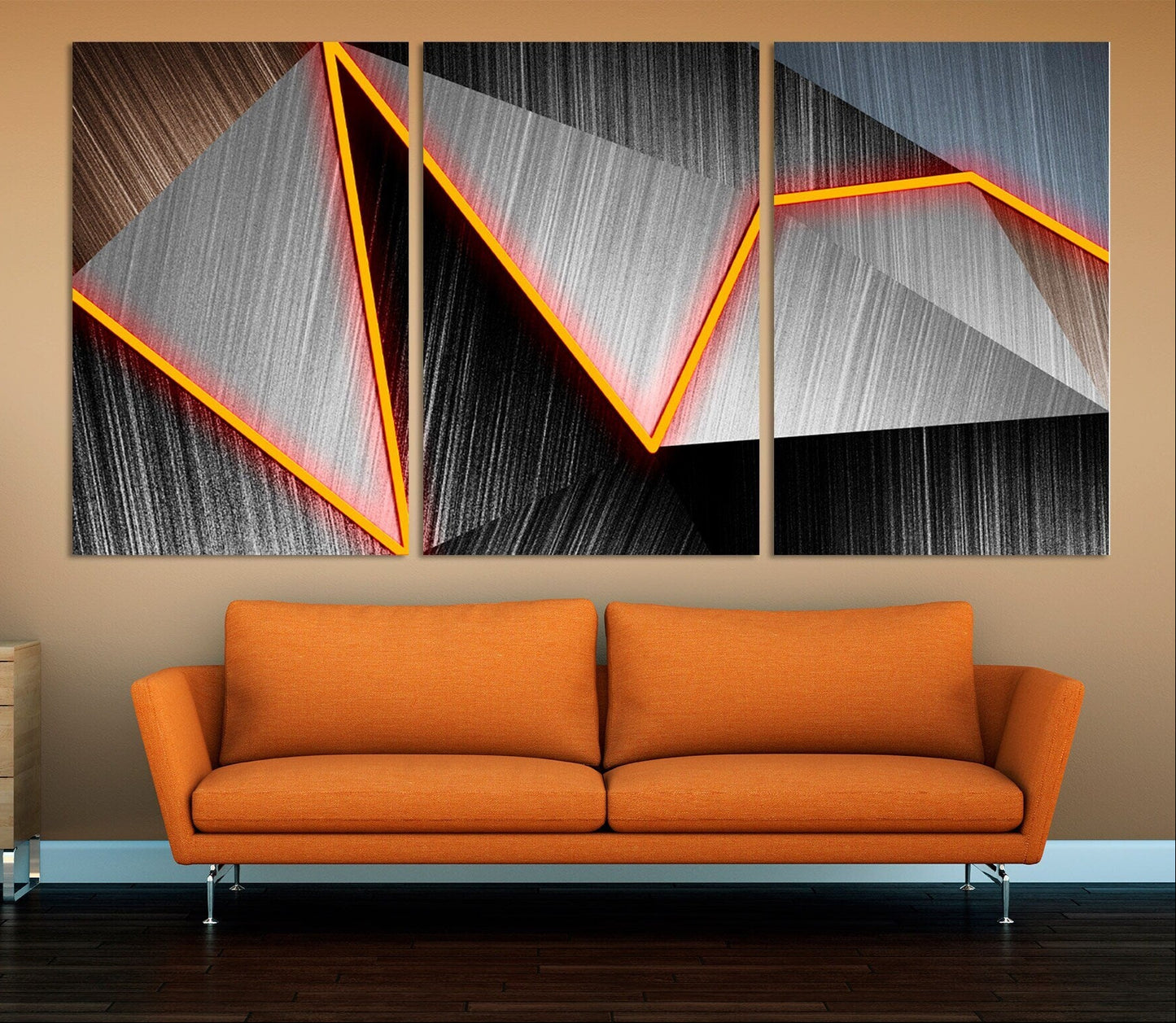 Geometric wall art Abstract print framed canvas painting Home wall decor Huge Multi panel wall art Dark large wall art
