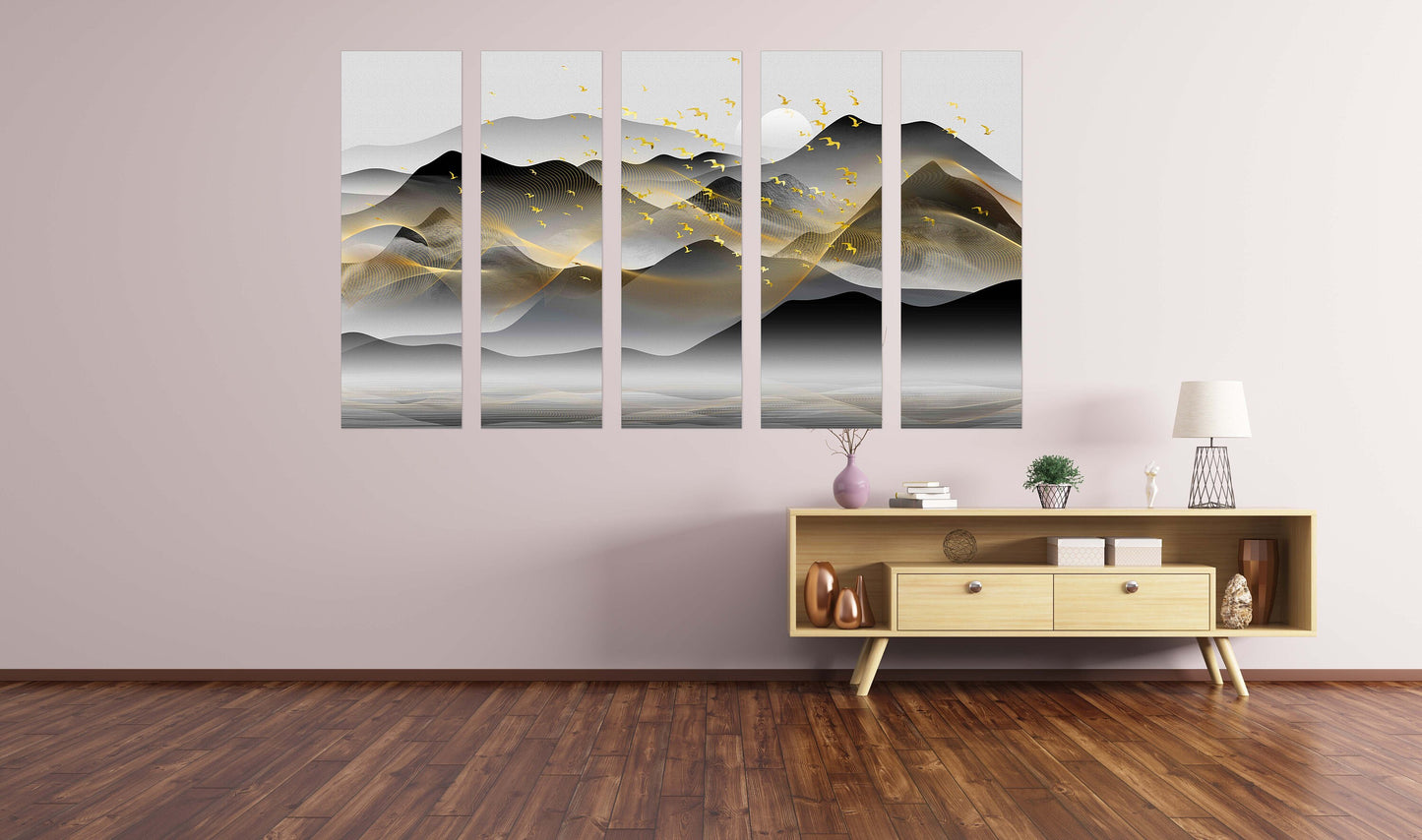 Gerahmte Wandkunst Berge Rauchige Berge Wandkunst Home Wanddekoration Felsen und Berge Home Wanddekoration 3-teilige Leinwand