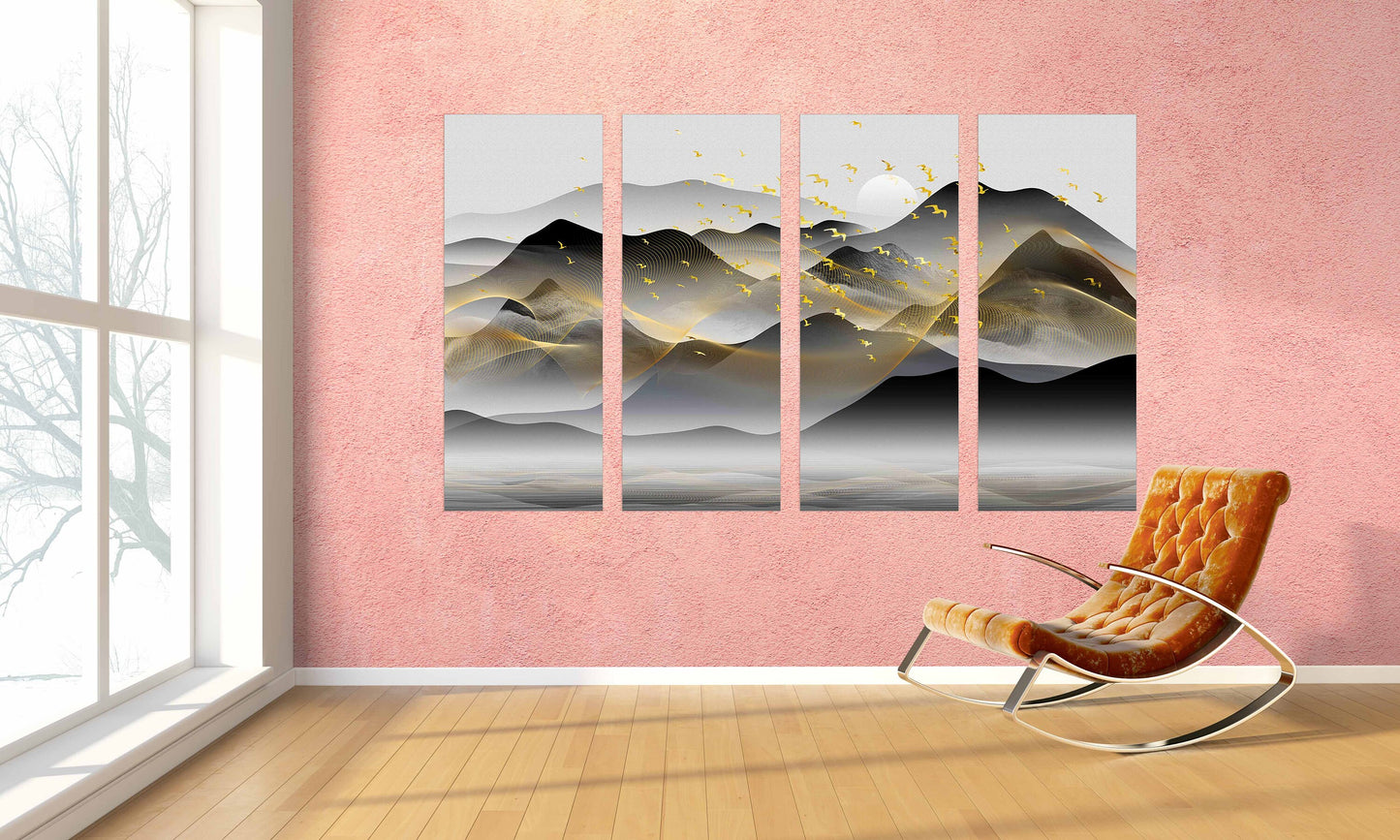 Gerahmte Wandkunst Berge Rauchige Berge Wandkunst Home Wanddekoration Felsen und Berge Home Wanddekoration 3-teilige Leinwand